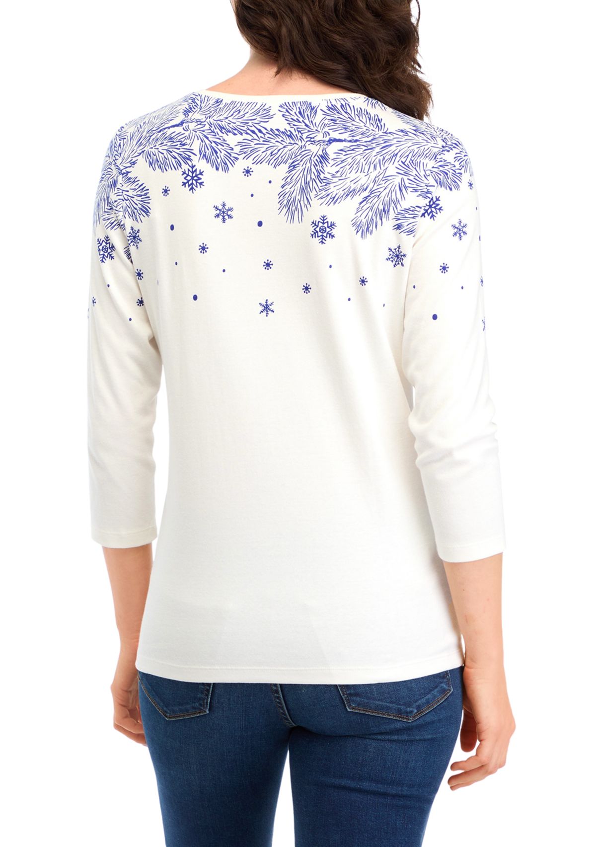Womens  3/4 Sleeve Placement Print Shirt 