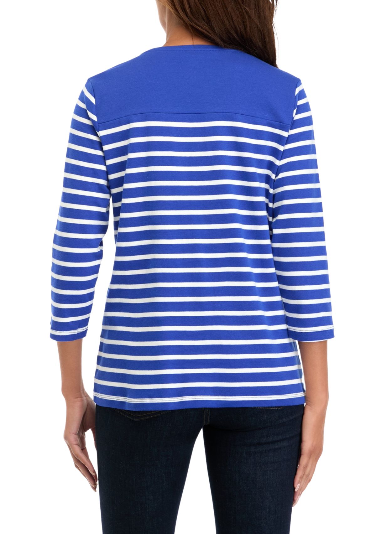 Womens 3/4 Sleeve Striped Top 