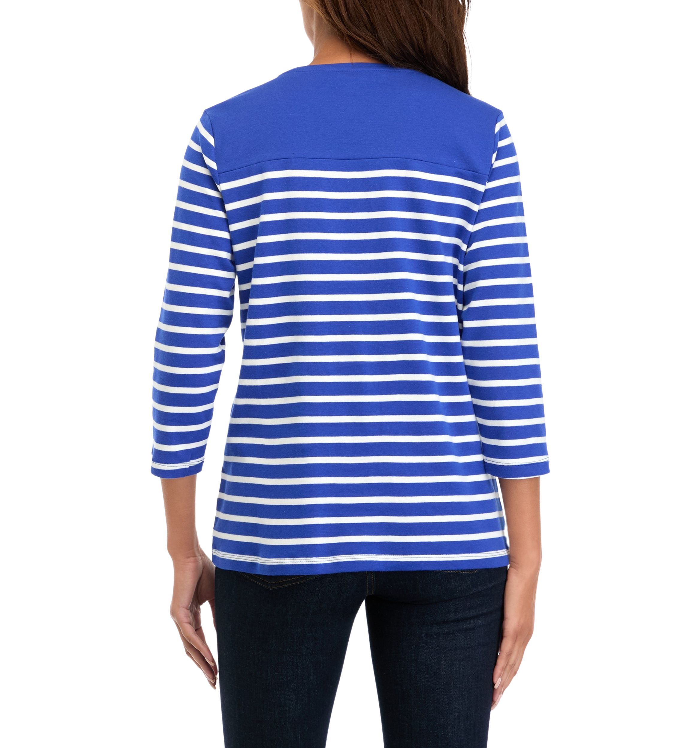 Womens 3/4 Sleeve Striped Top 
