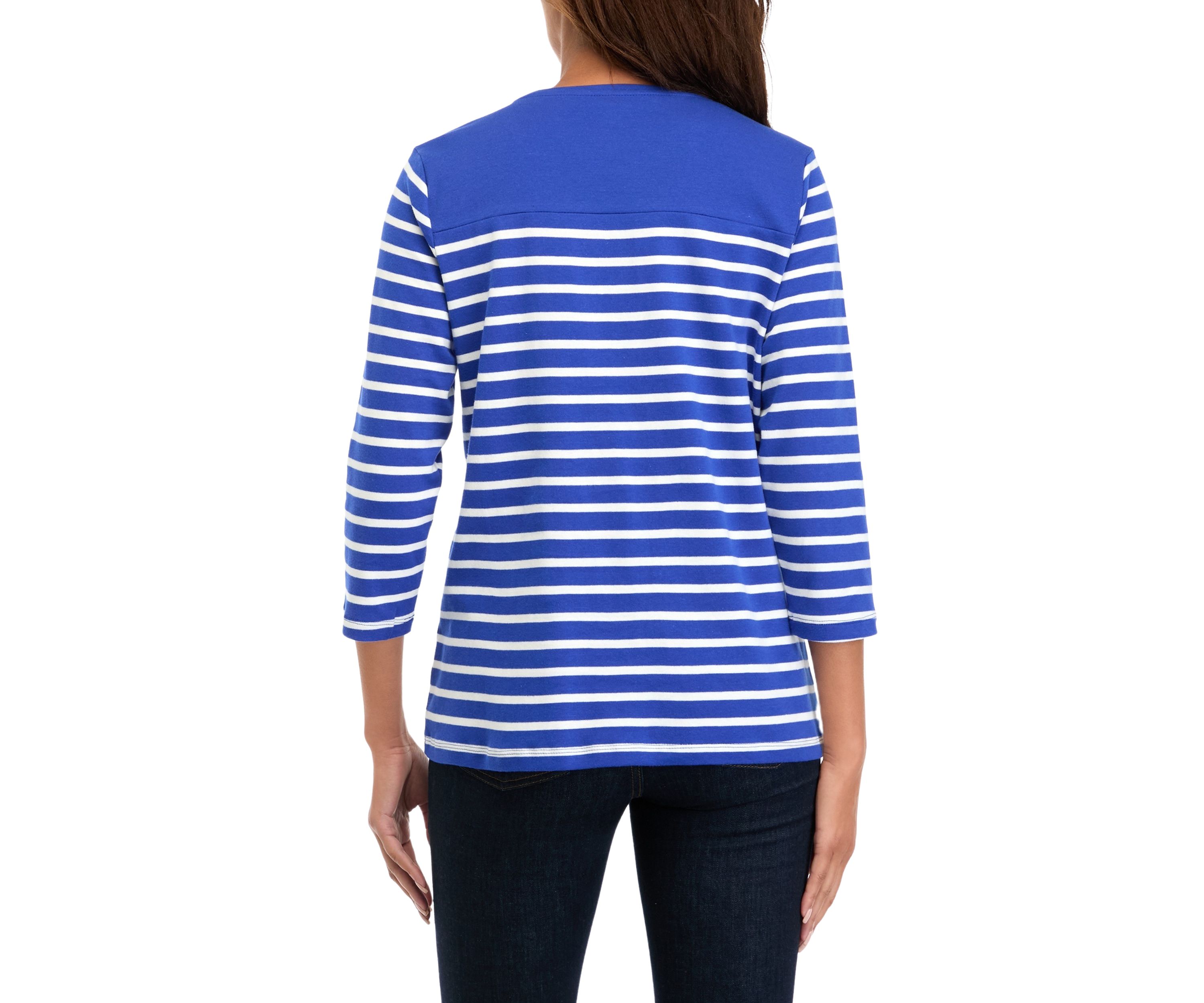 Womens 3/4 Sleeve Striped Top 