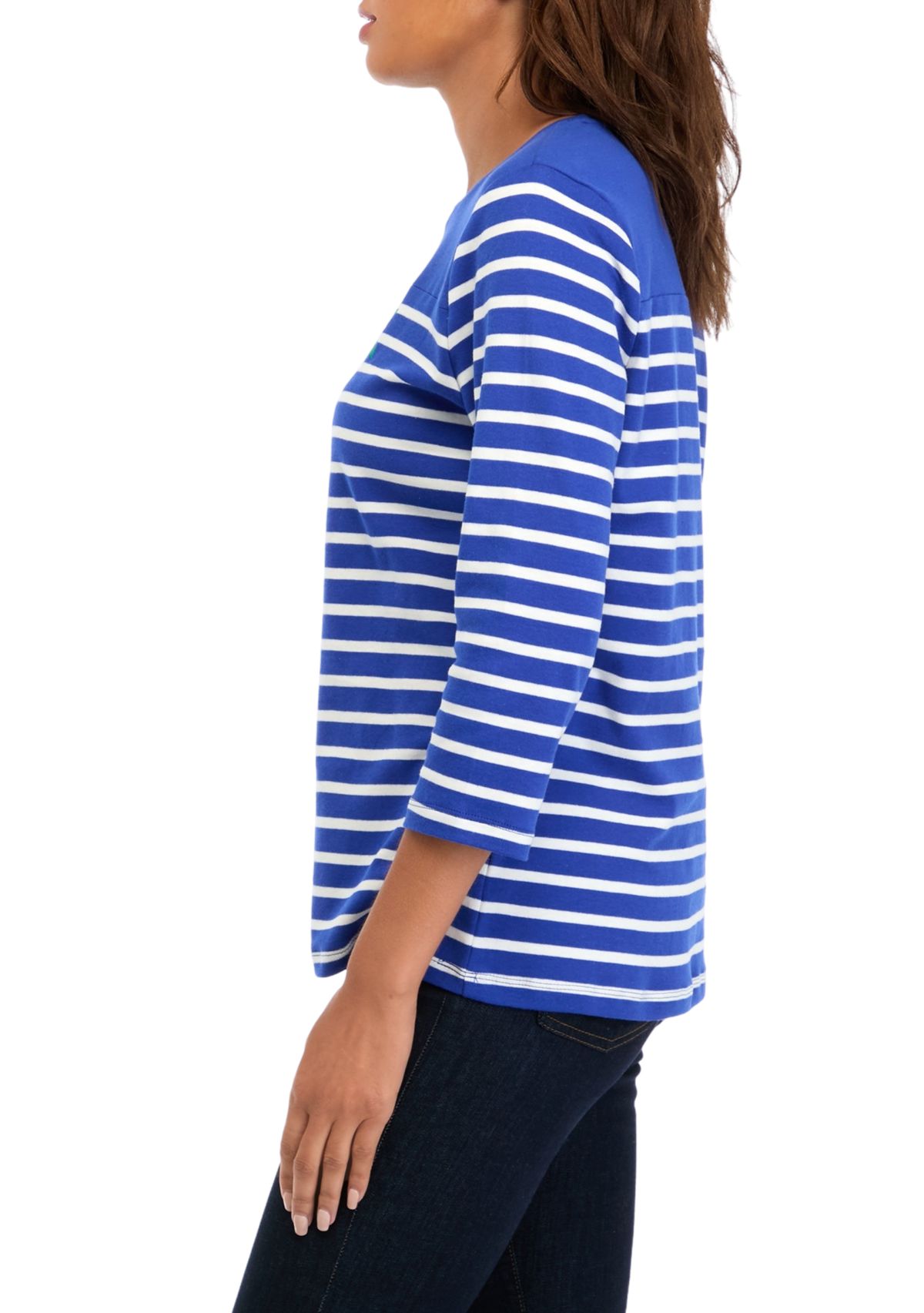 Womens 3/4 Sleeve Striped Top 