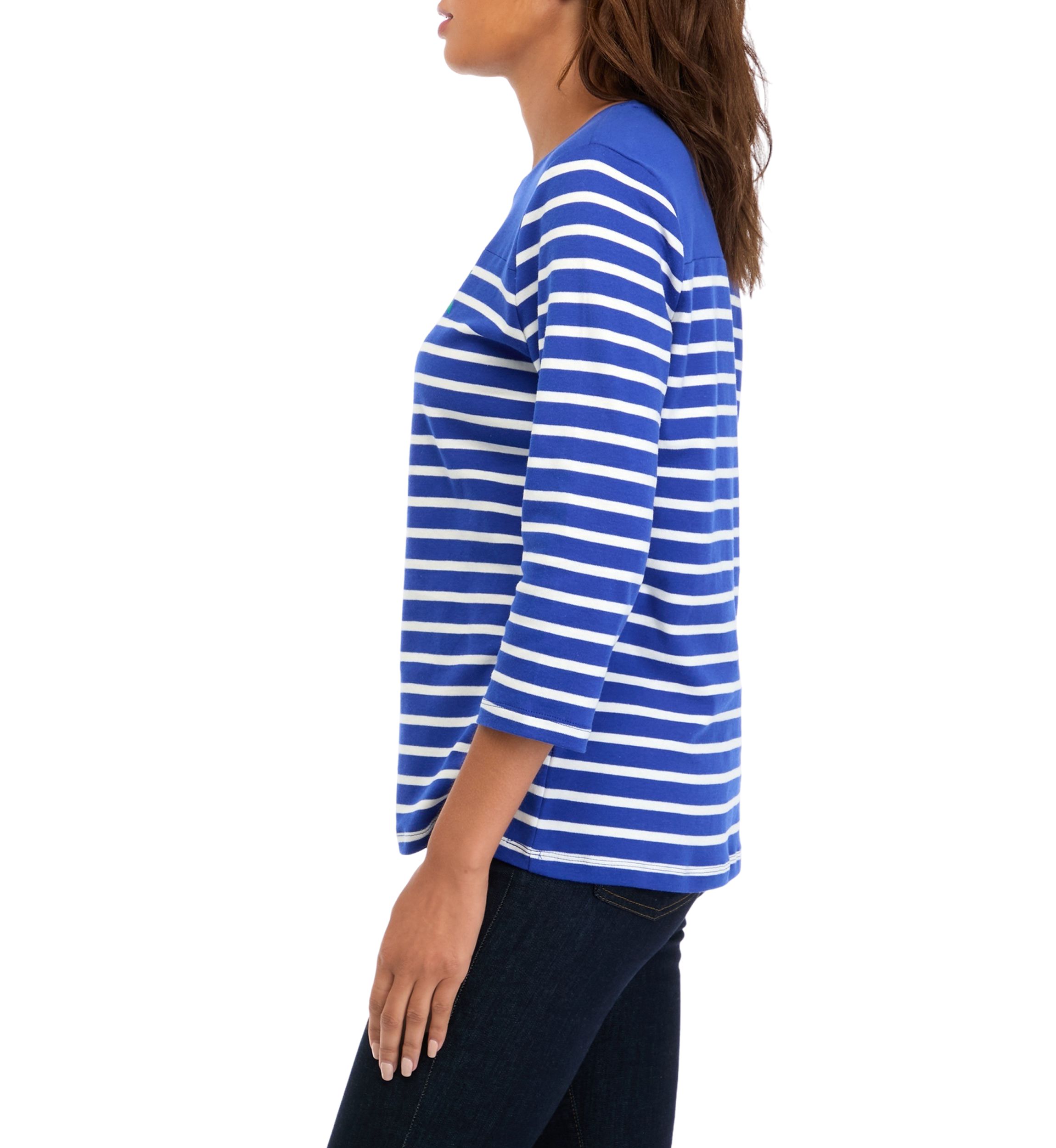 Womens 3/4 Sleeve Striped Top 