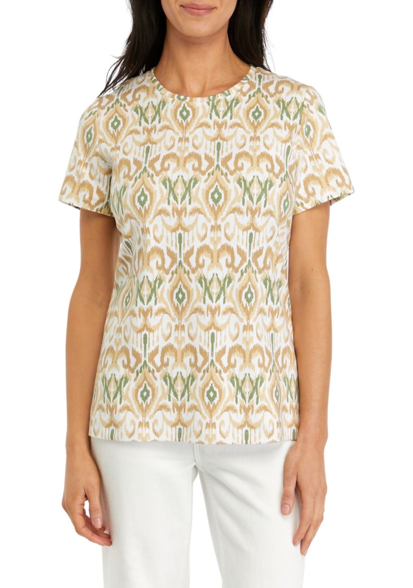 Womens Short Sleeve Crew Neck Printed T-Shirt