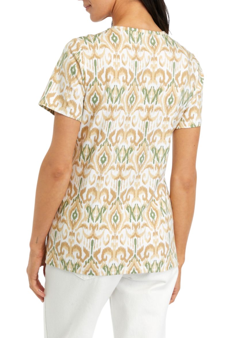 Womens Short Sleeve Crew Neck Printed T-Shirt