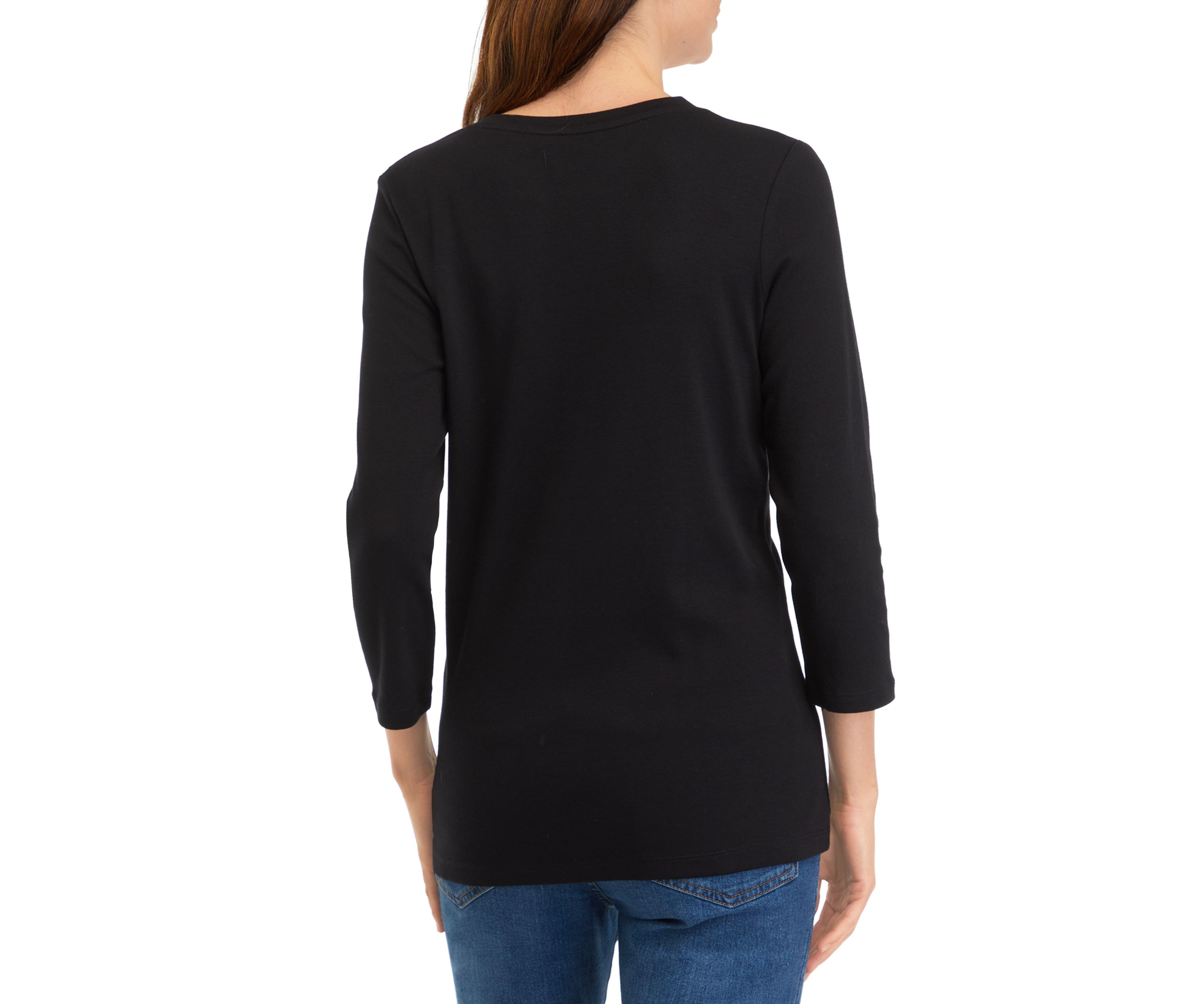 Womens 3/4 Sleeve Henley Top