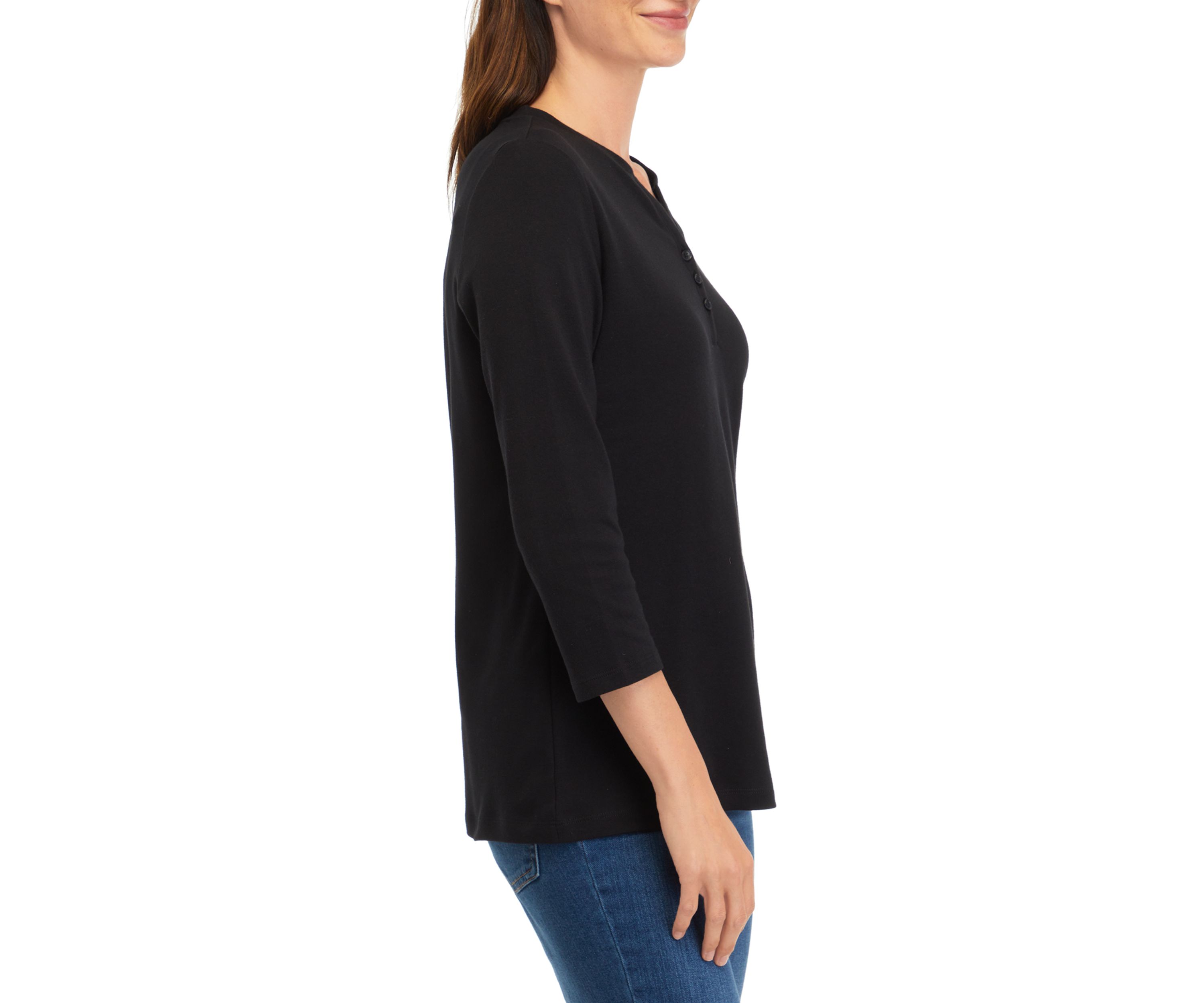 Womens 3/4 Sleeve Henley Top