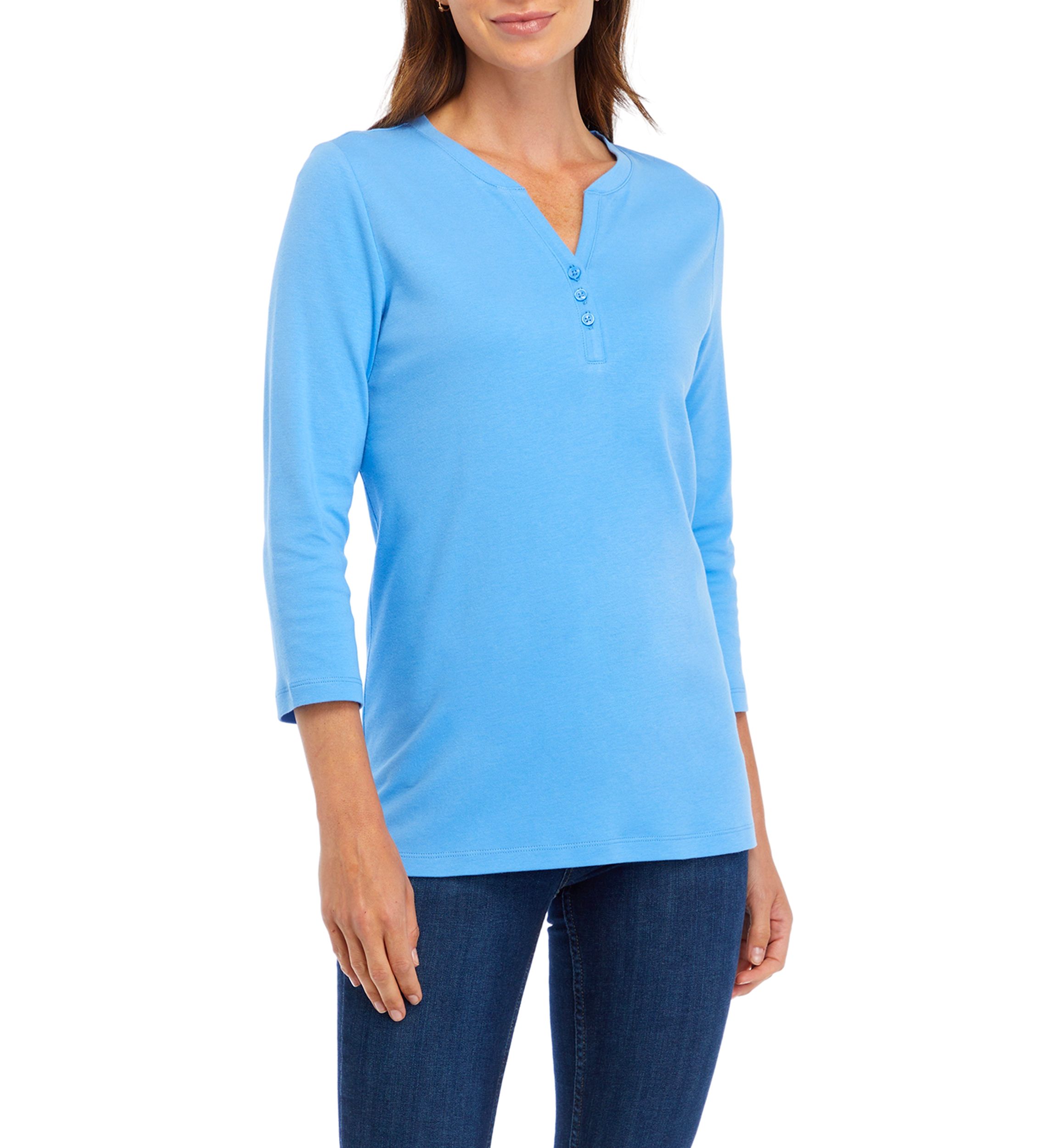 Womens 3/4 Sleeve Henley Top 
