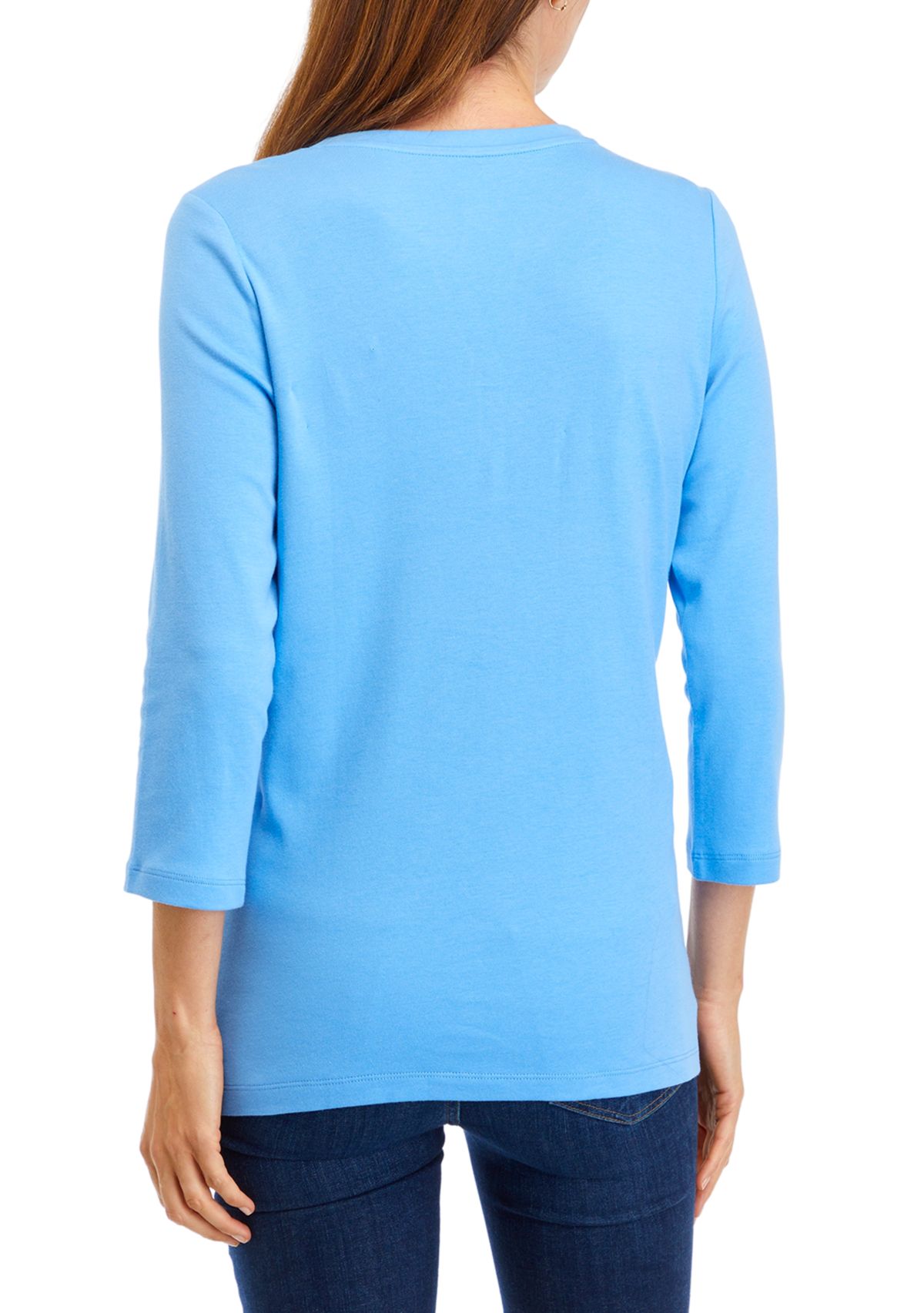 Womens 3/4 Sleeve Henley Top 