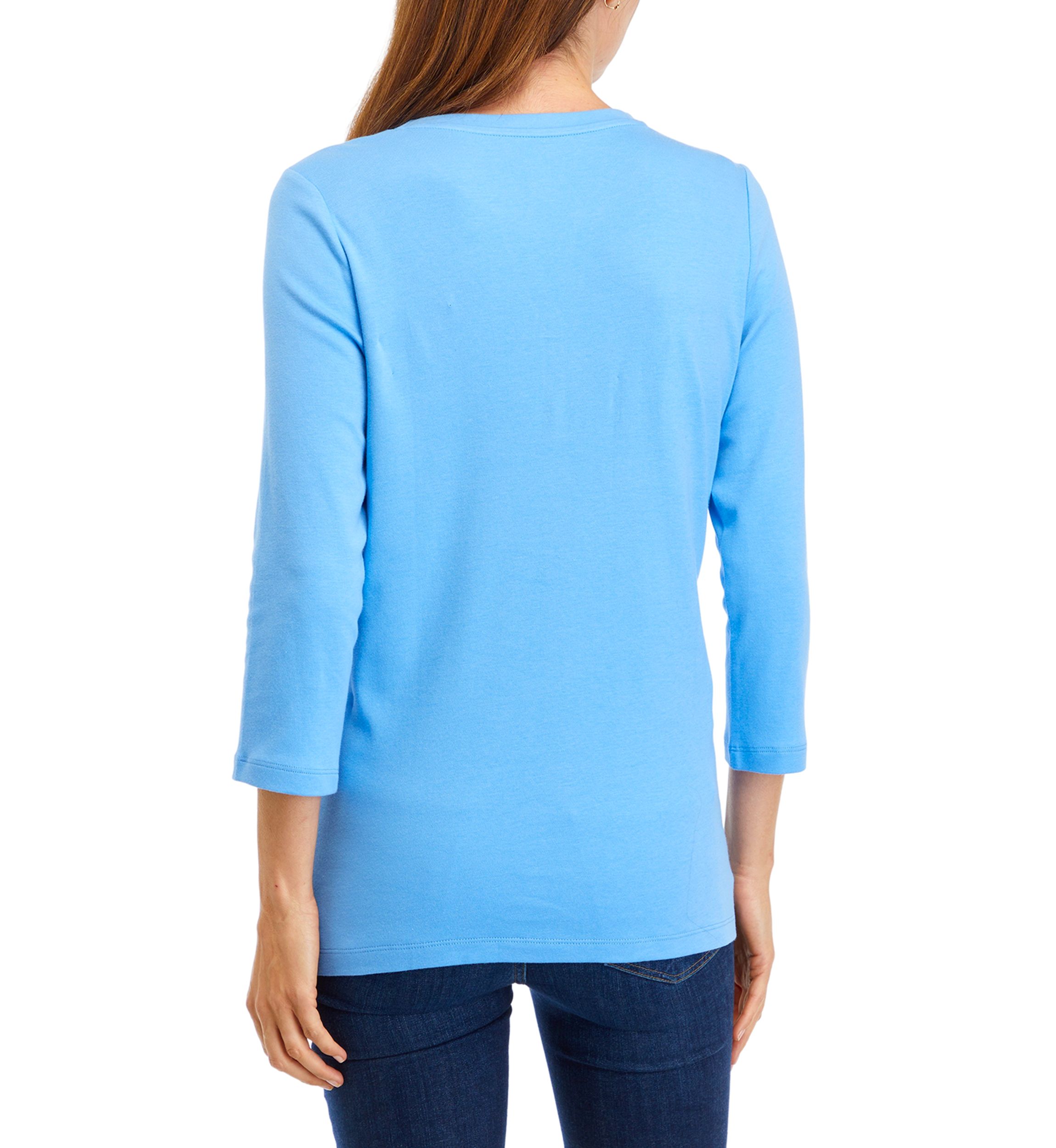 Womens 3/4 Sleeve Henley Top 