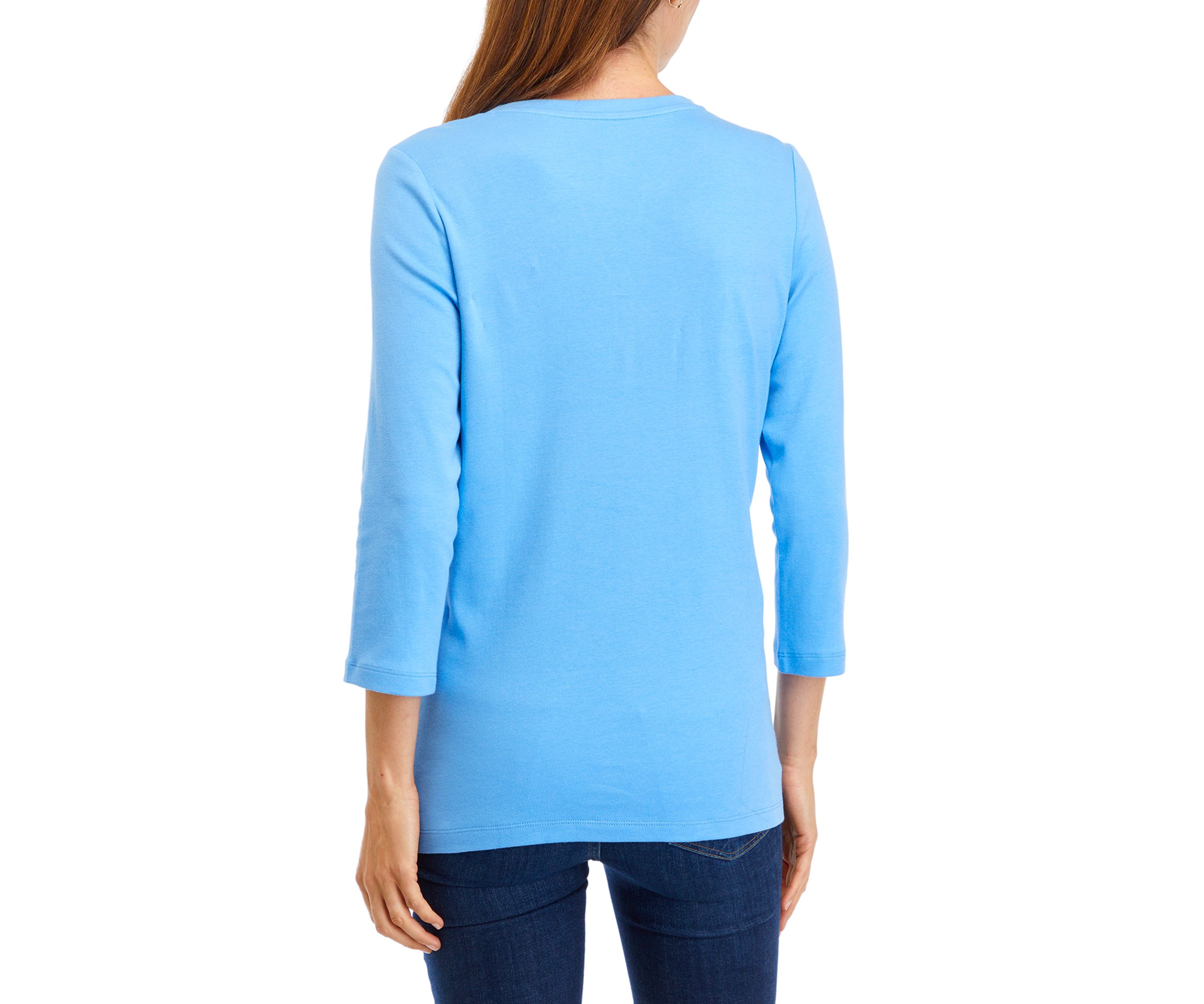 Womens 3/4 Sleeve Henley Top 