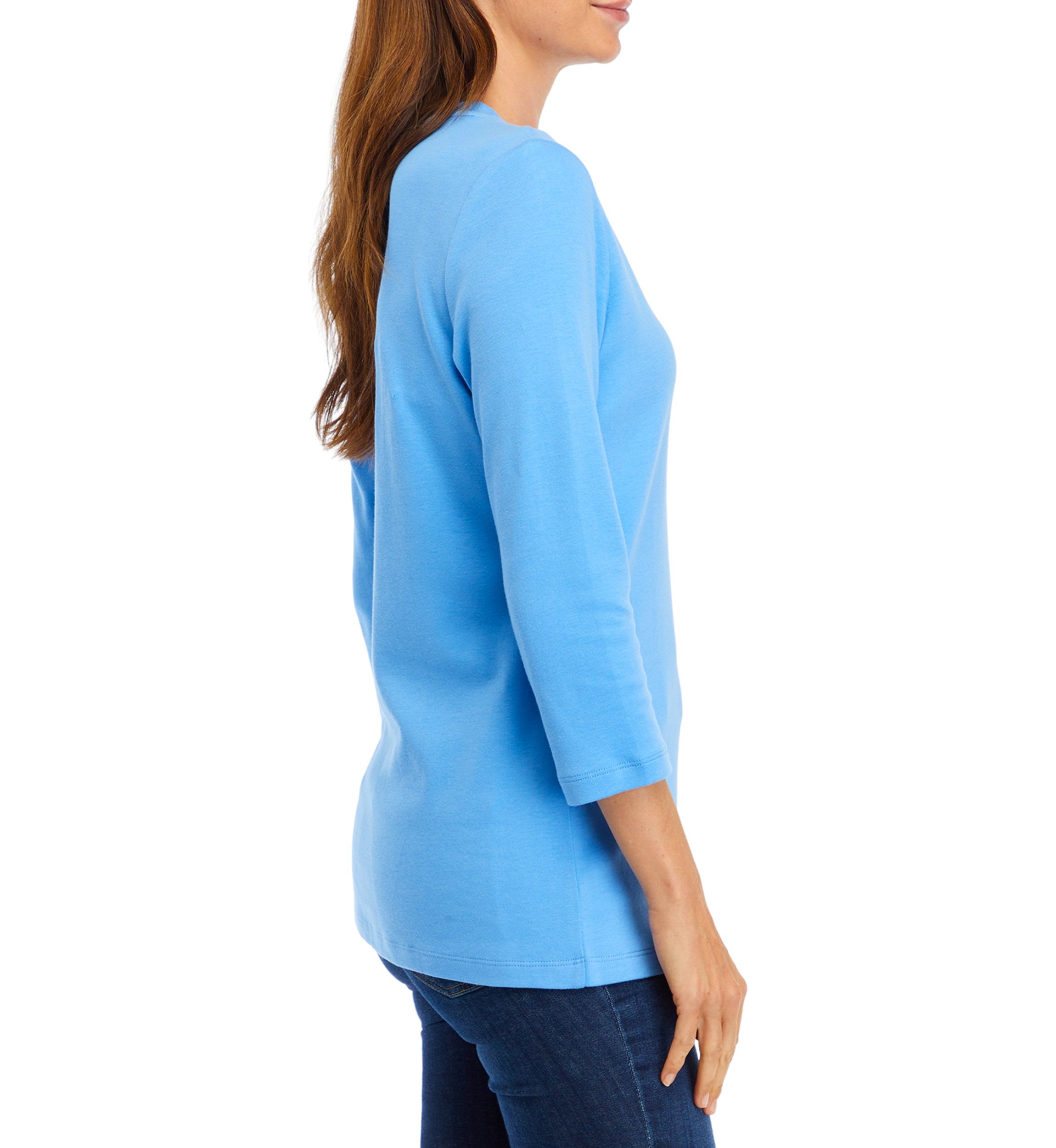 Womens 3/4 Sleeve Henley Top 