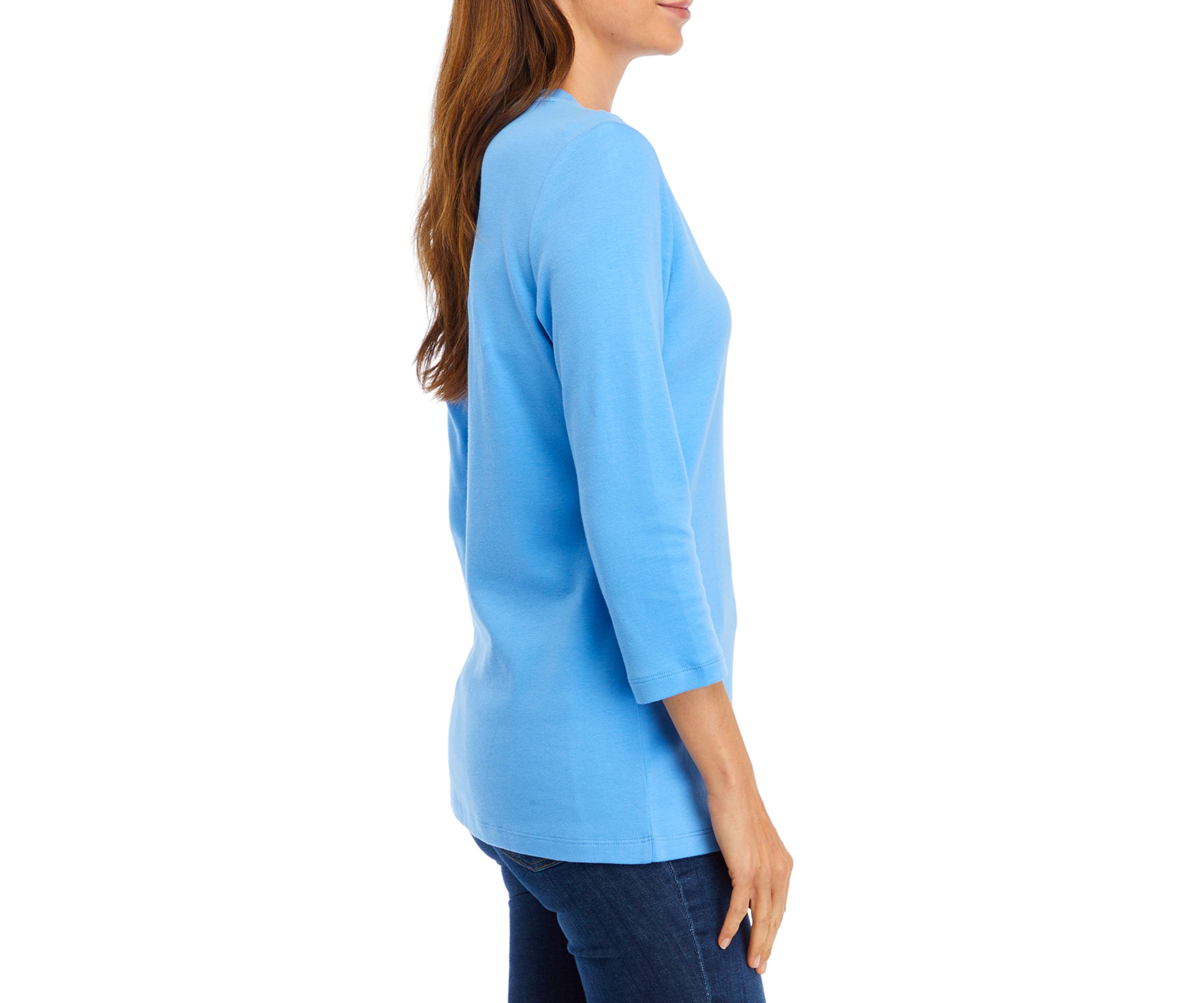 Womens 3/4 Sleeve Henley Top 