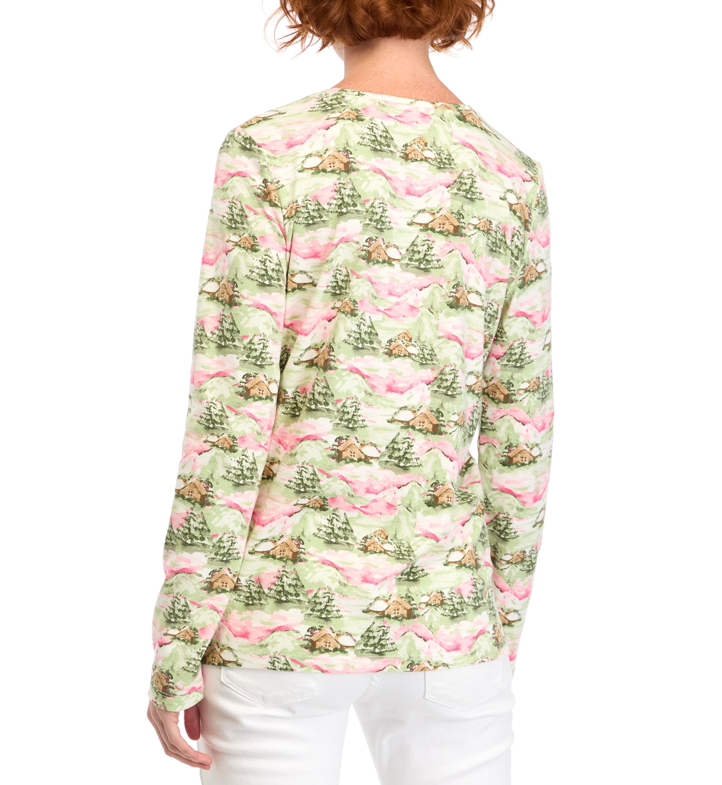 Womens Printed Crew Neck Top