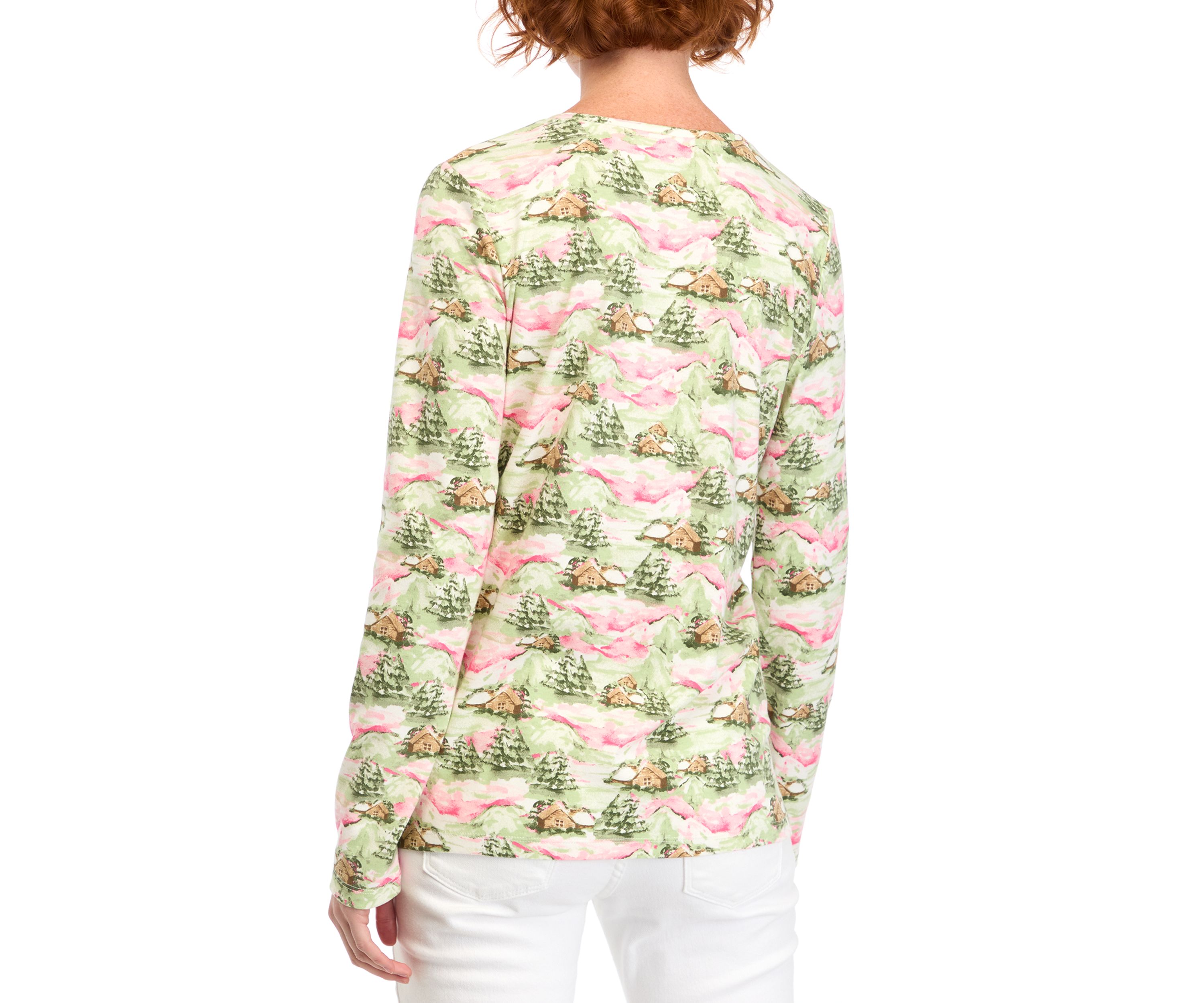 Womens Printed Crew Neck Top