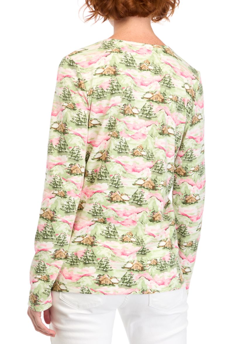 Womens Printed Crew Neck Top