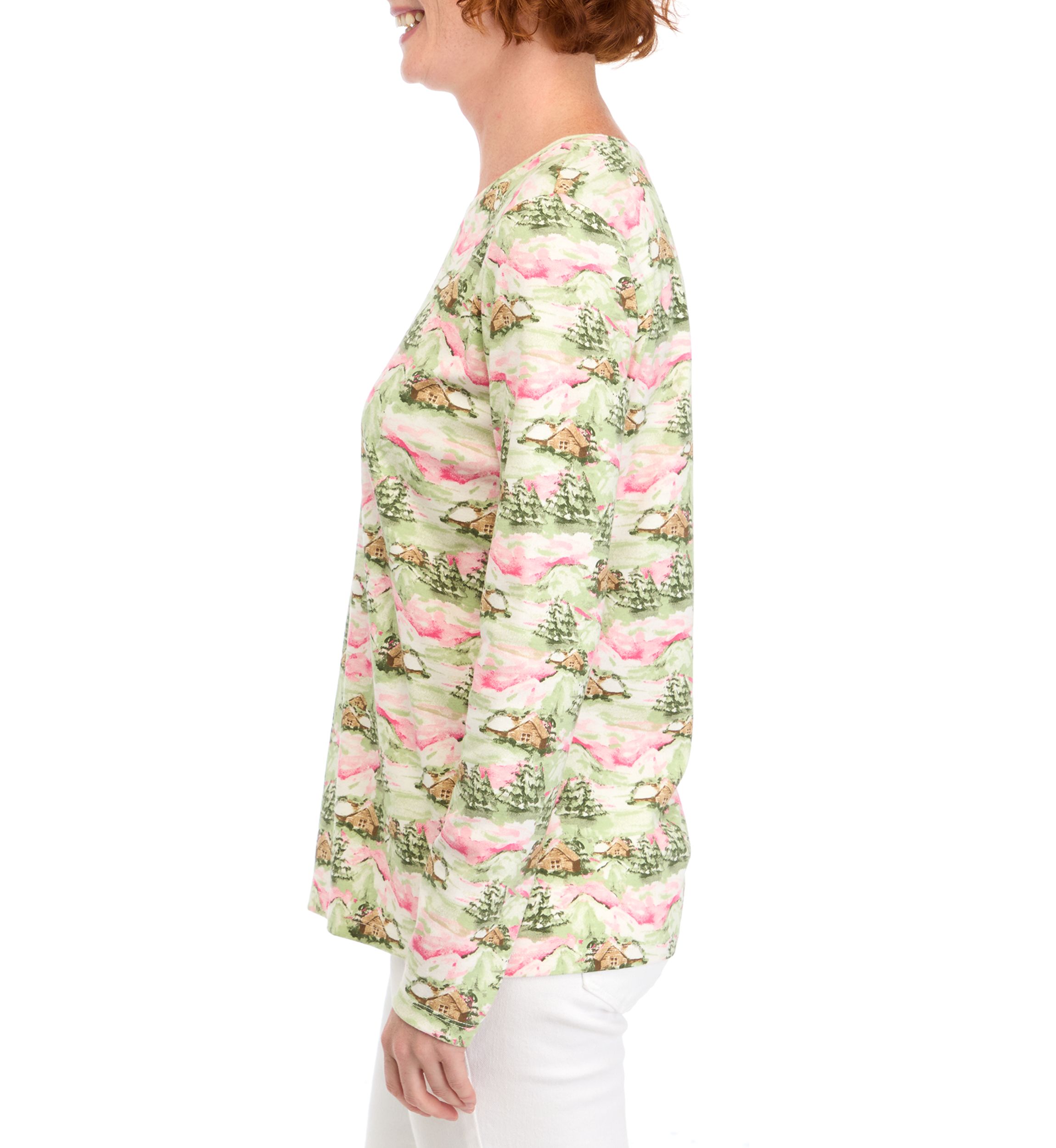 Womens Printed Crew Neck Top