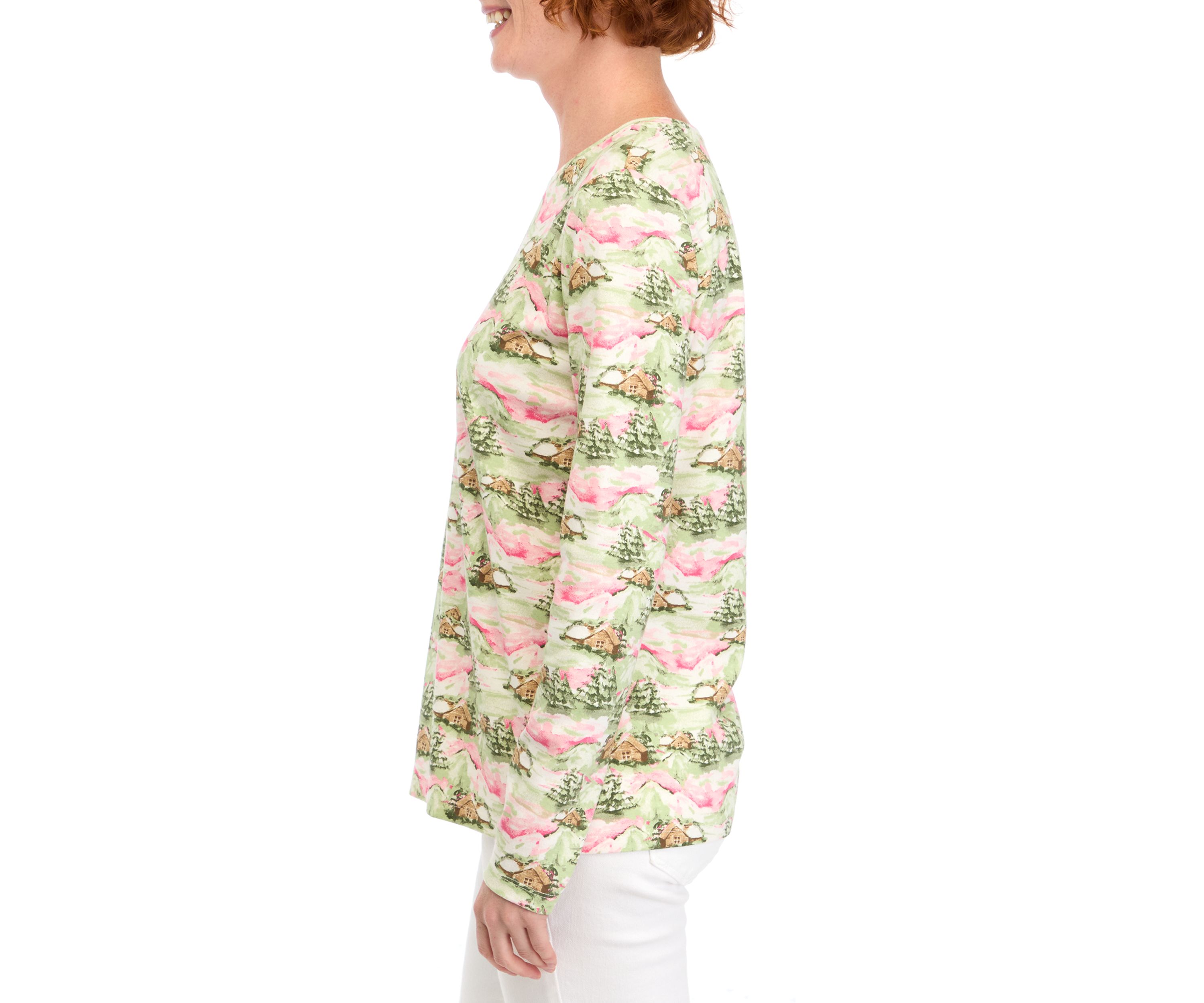 Womens Printed Crew Neck Top