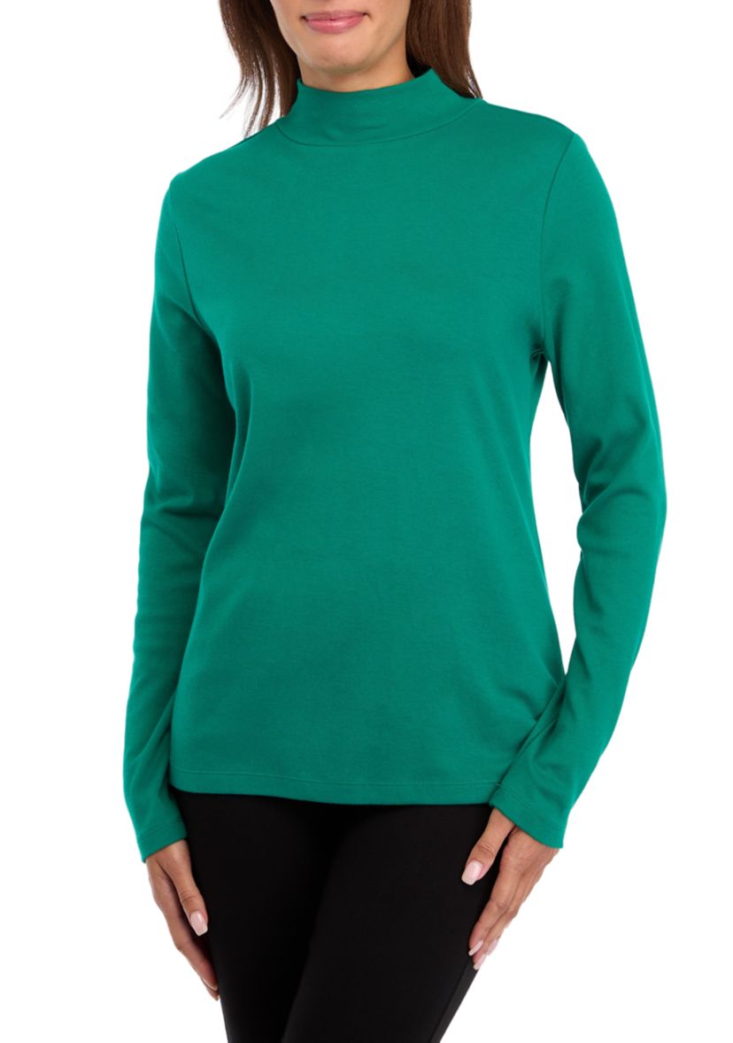 Womens Long Sleeve Mock Neck Top 