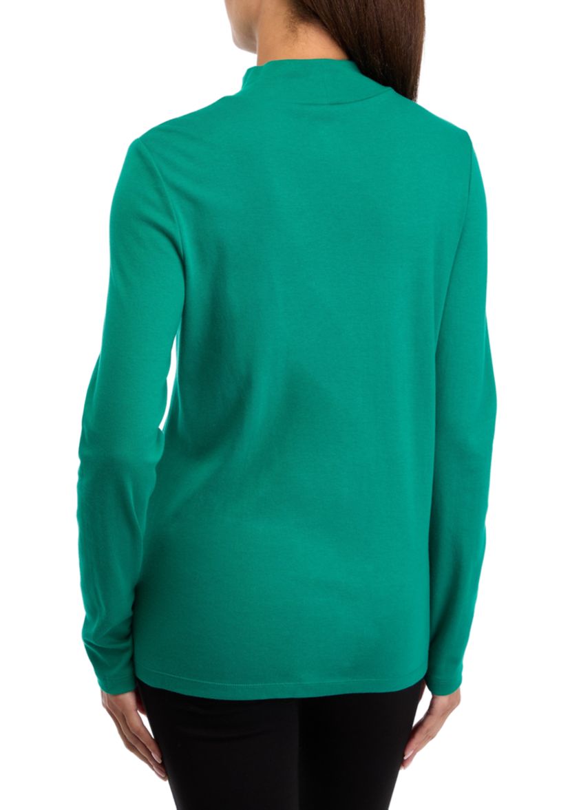 Womens Long Sleeve Mock Neck Top 