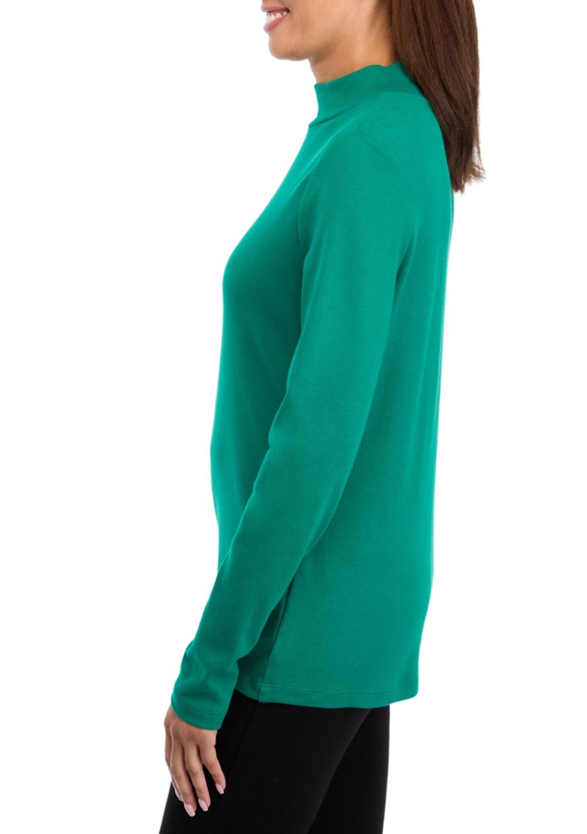 Womens Long Sleeve Mock Neck Top 
