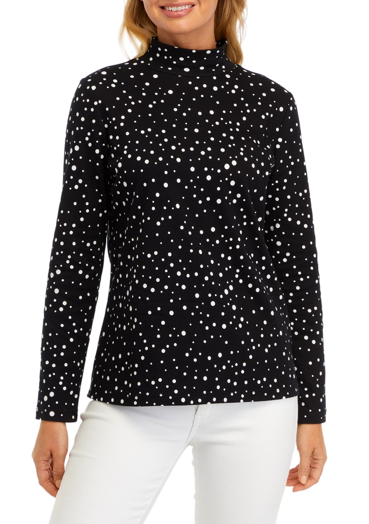 Womens Printed Mock Neck Top