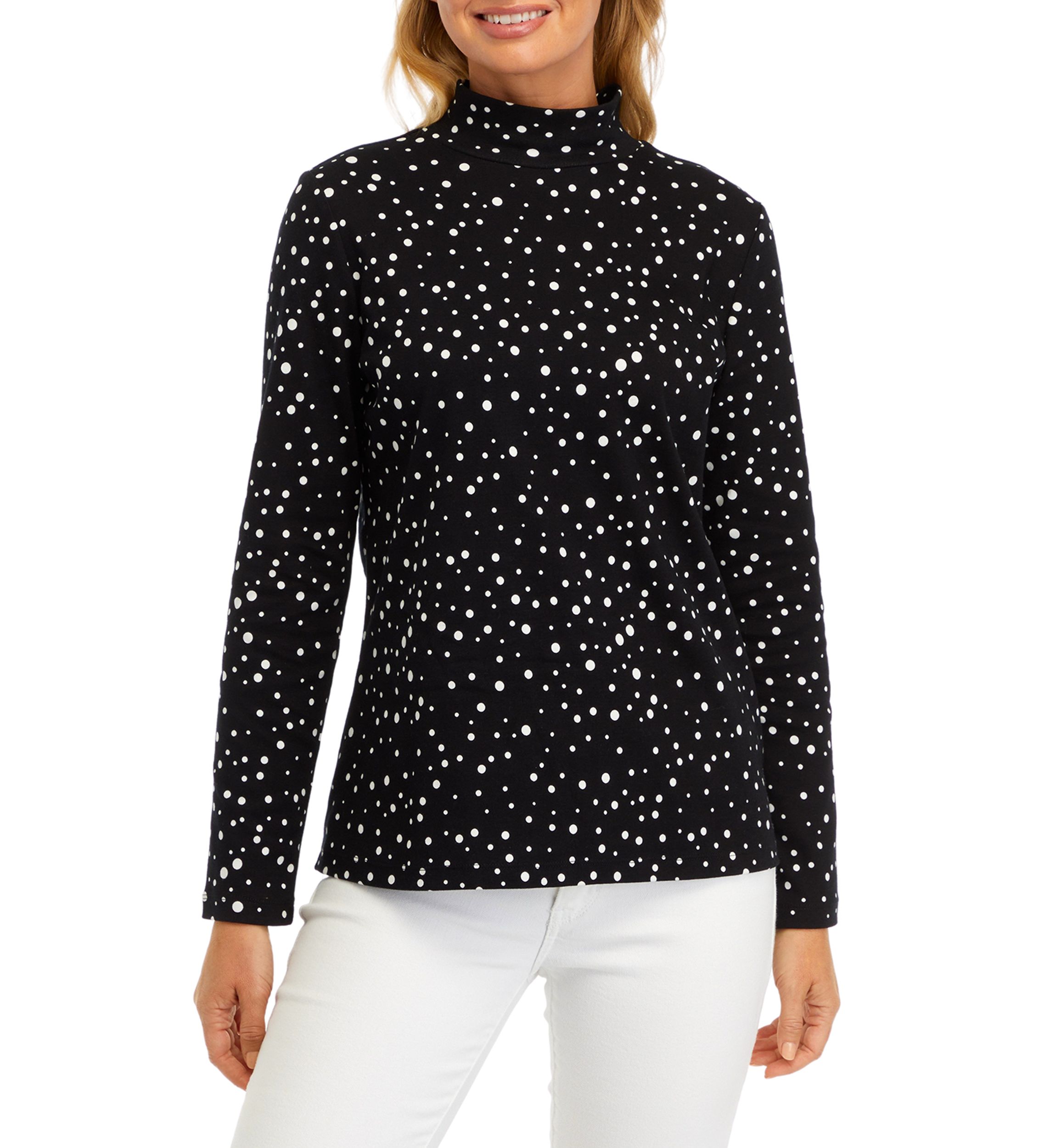 Womens Printed Mock Neck Top