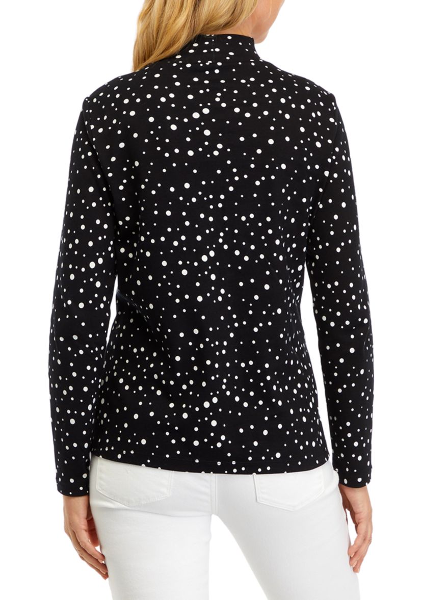 Womens Printed Mock Neck Top