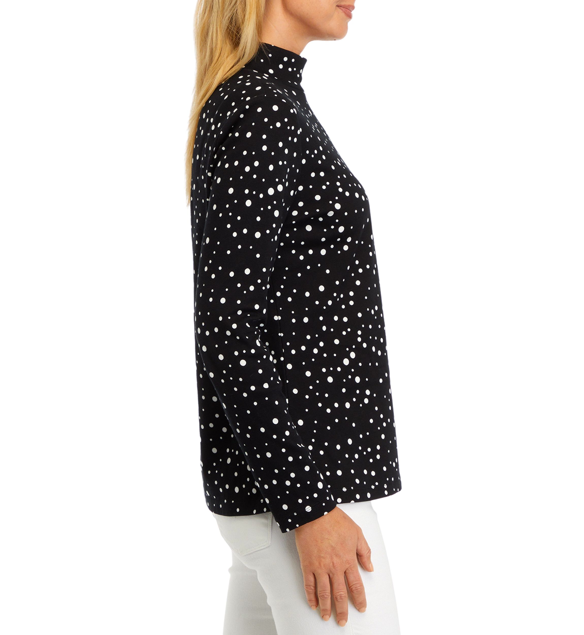 Womens Printed Mock Neck Top