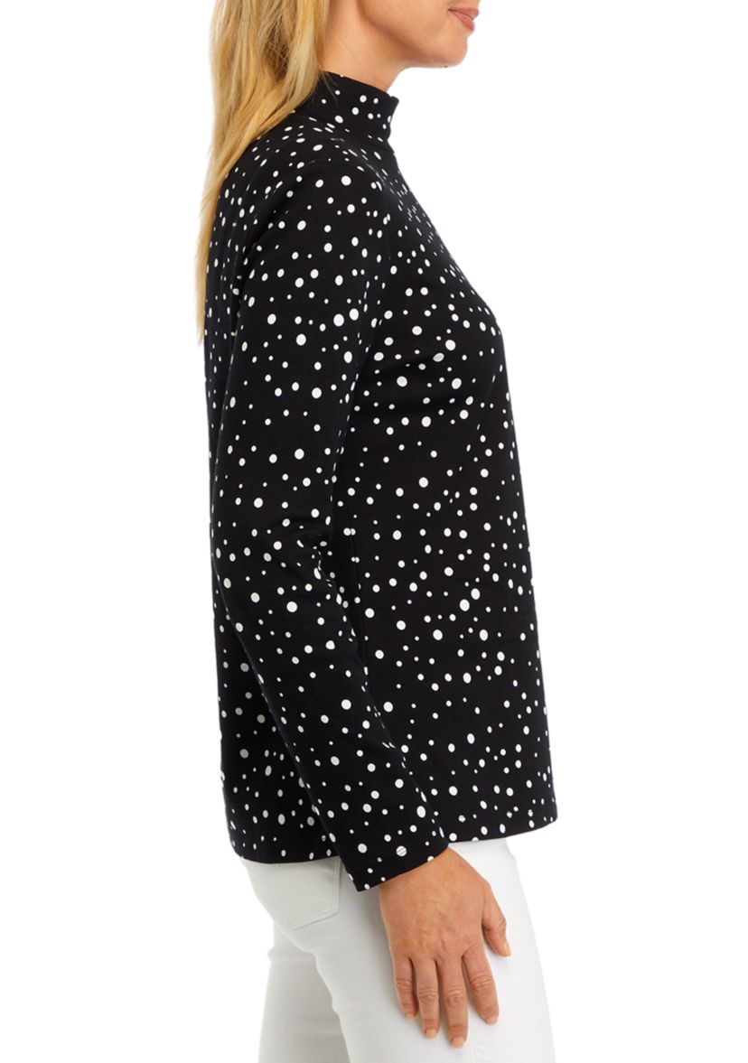 Womens Printed Mock Neck Top