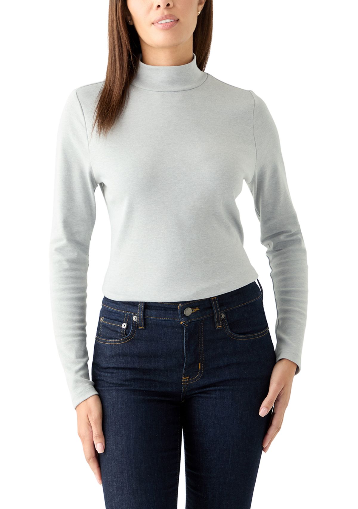 Womens Long Sleeve Mock Neck T-Shirt