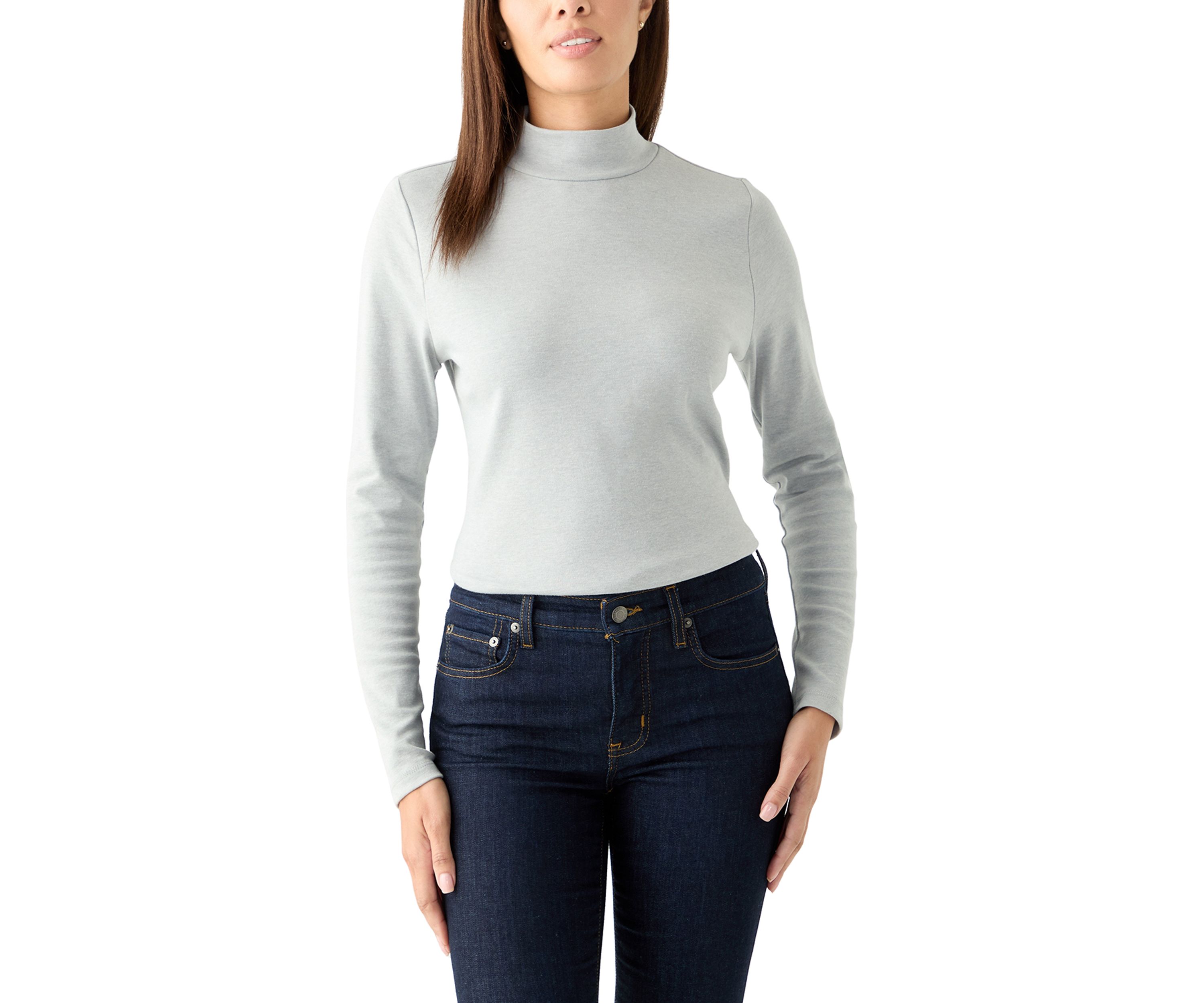 Womens Long Sleeve Mock Neck T-Shirt