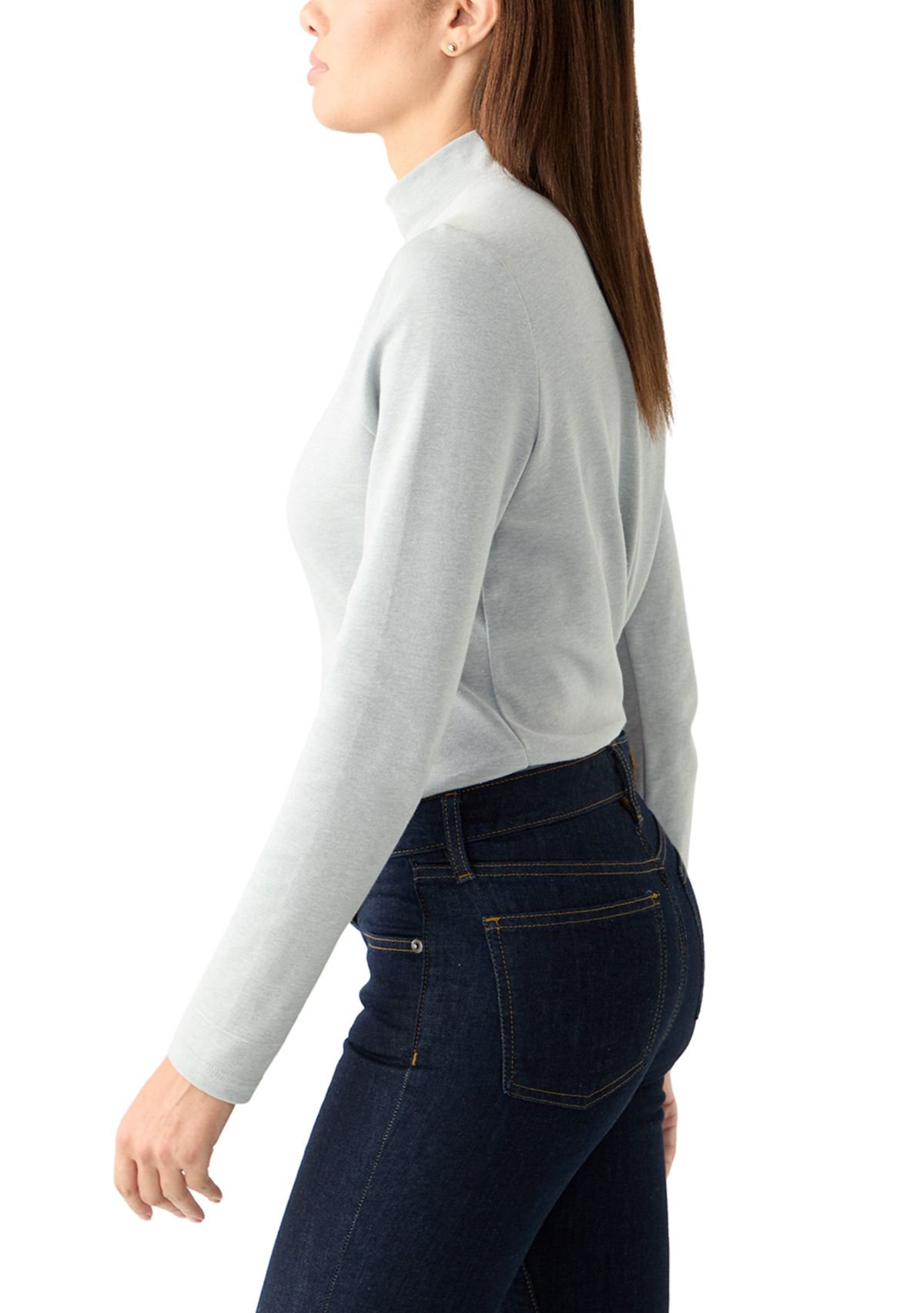 Womens Long Sleeve Mock Neck T-Shirt