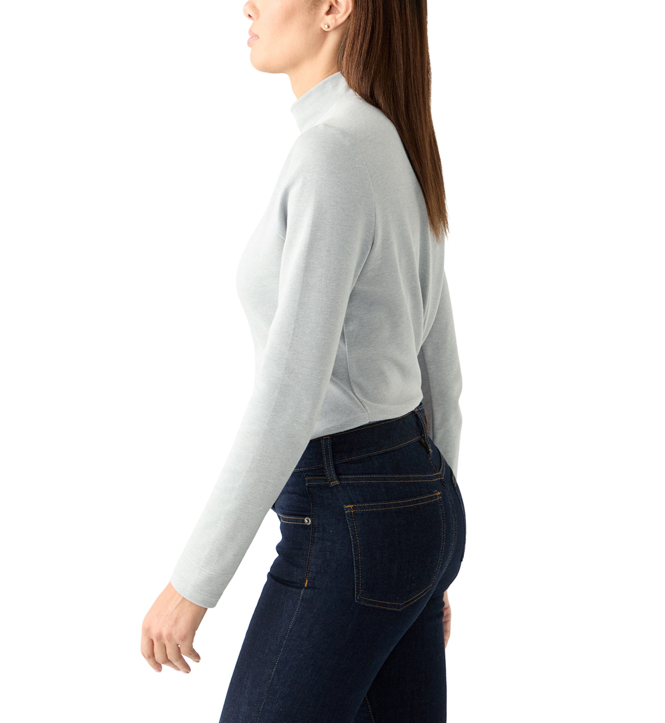 Womens Long Sleeve Mock Neck T-Shirt