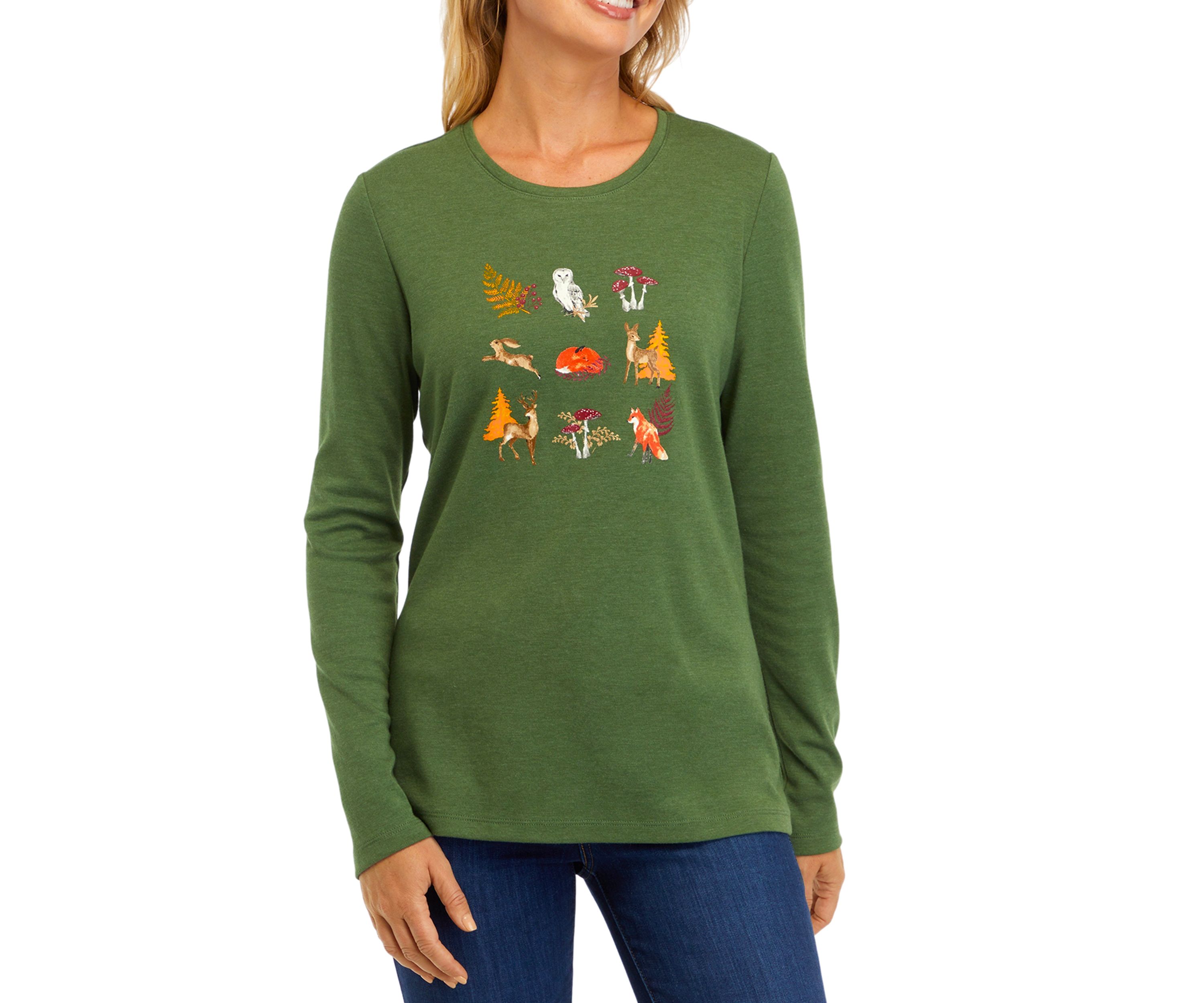 Womens Long Sleeve Autumn Graphic T-Shirt 