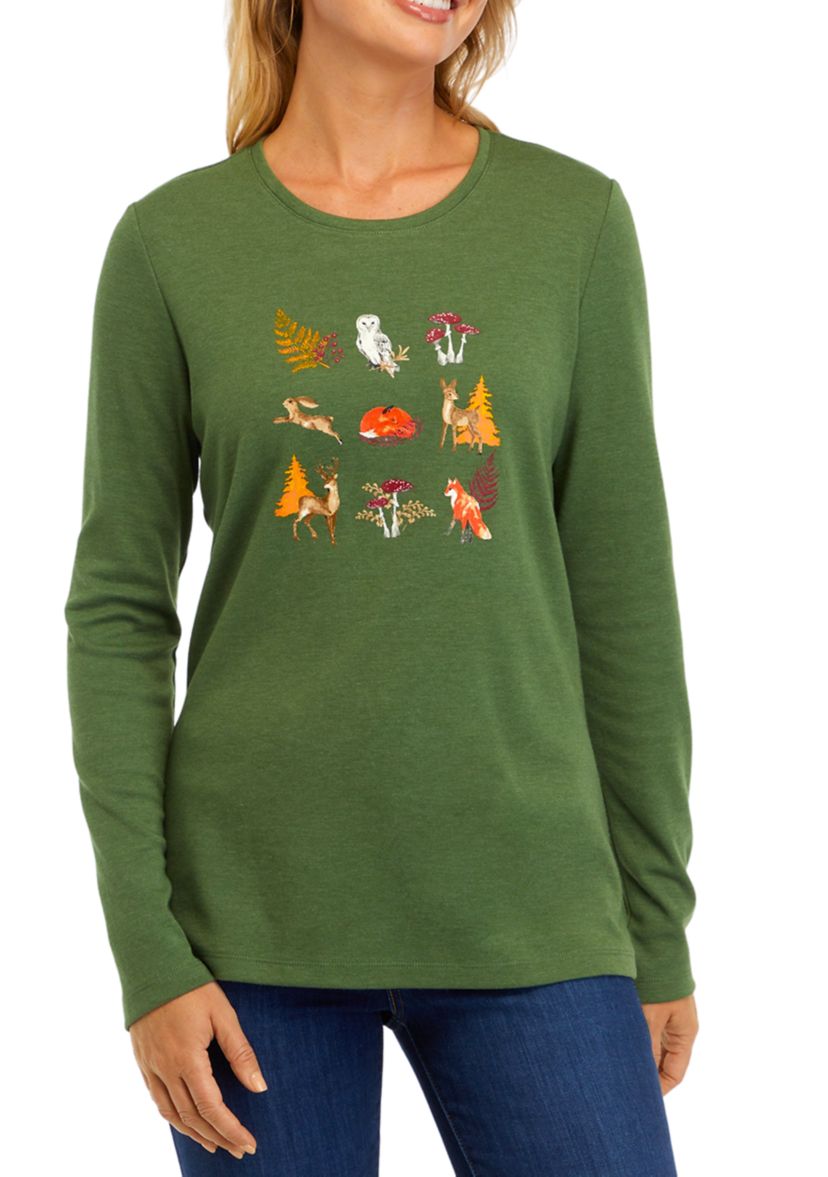 Womens Long Sleeve Autumn Graphic T-Shirt 