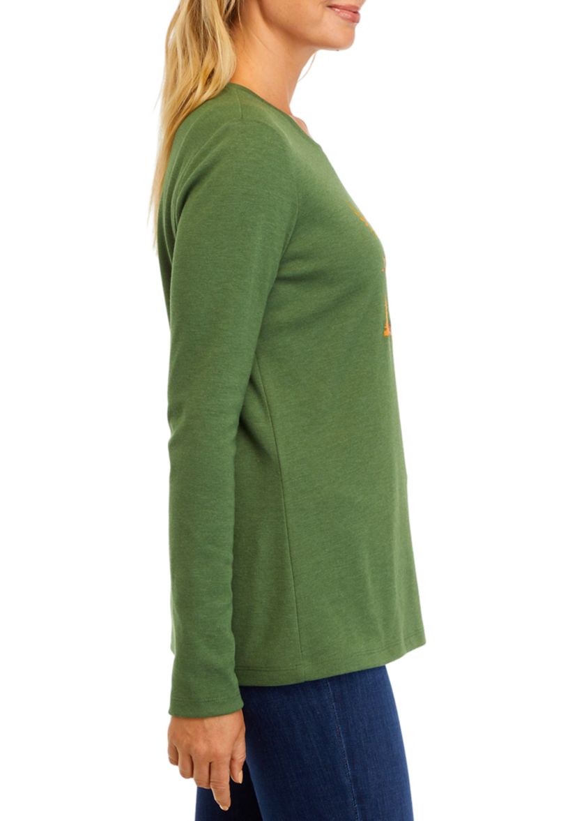 Womens Long Sleeve Autumn Graphic T-Shirt 