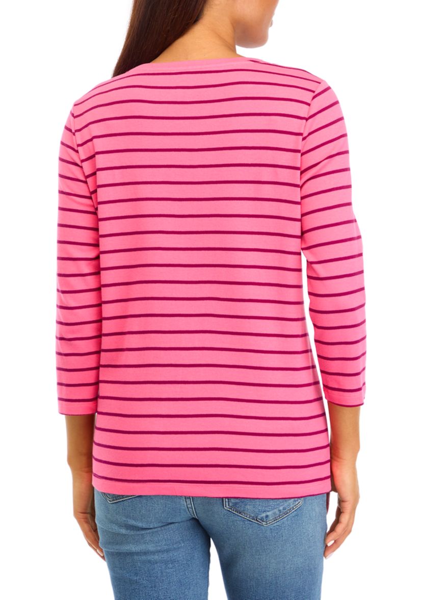 Womens V-Neck Striped T-Shirt 