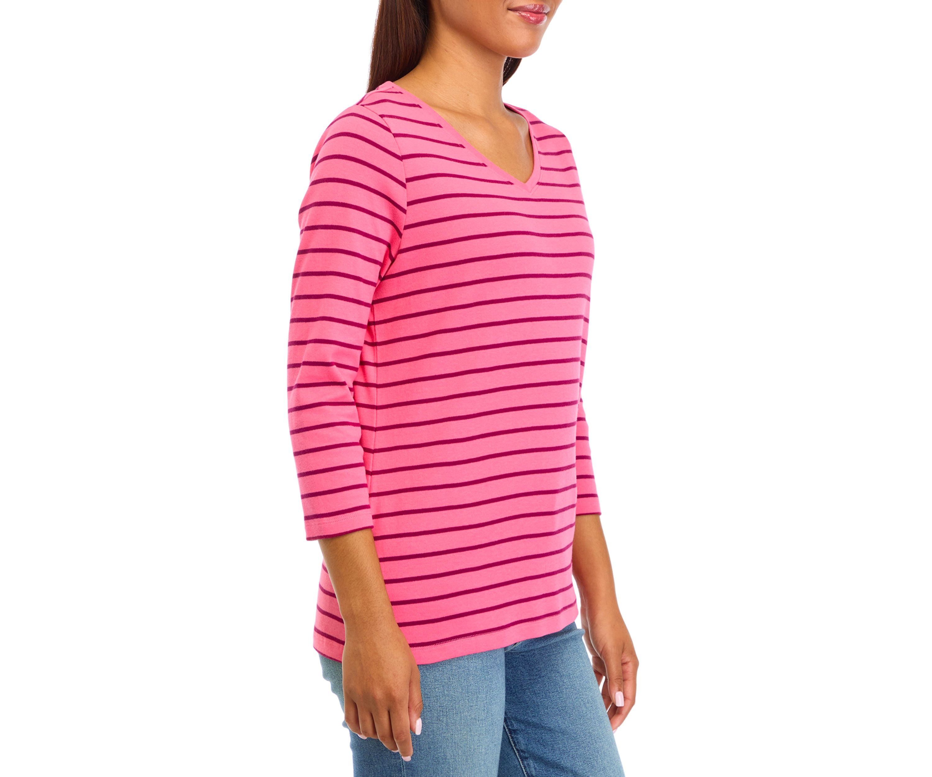 Womens V-Neck Striped T-Shirt 