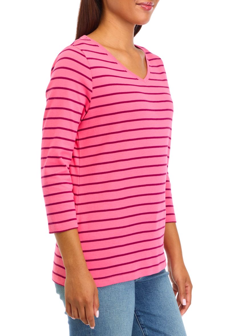 Womens V-Neck Striped T-Shirt 