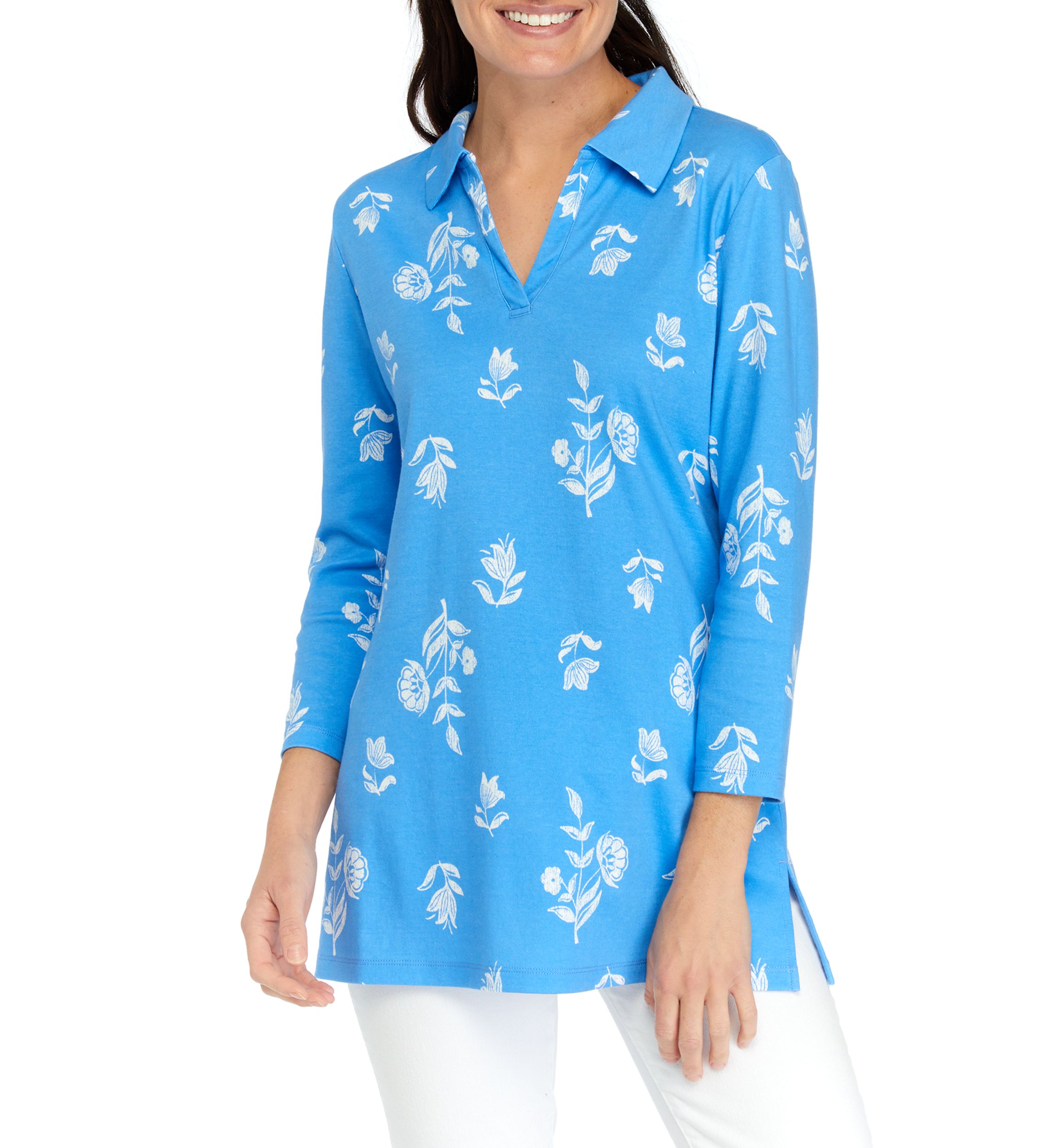 Womens Printed Polo Top