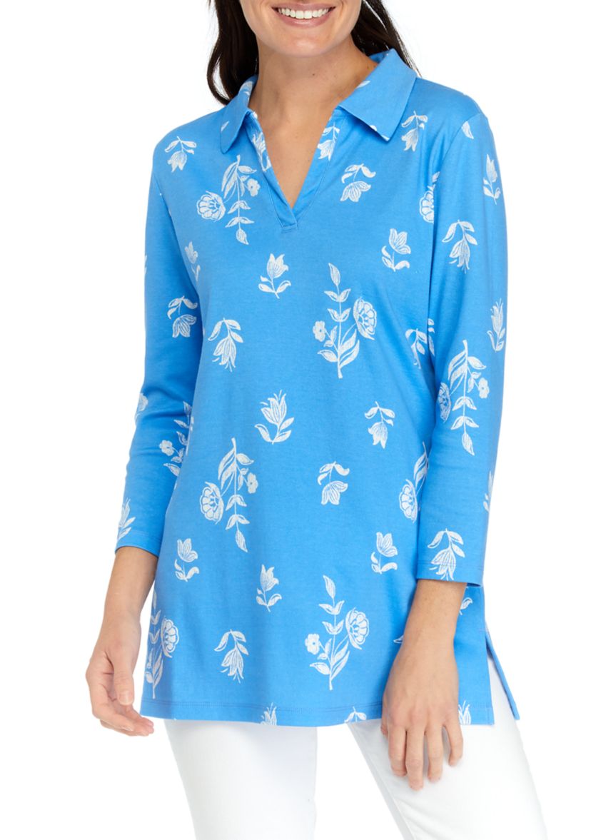 Womens Printed Polo Top