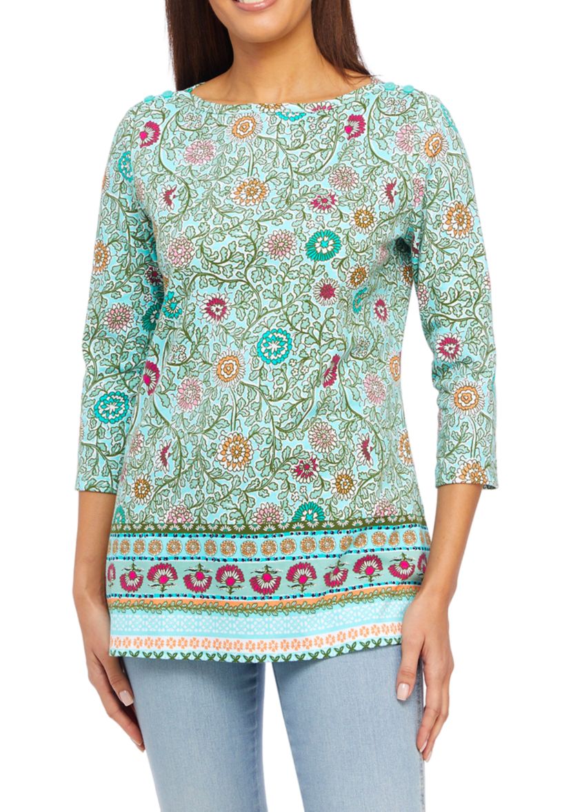 Womens Boat Neck Printed Top