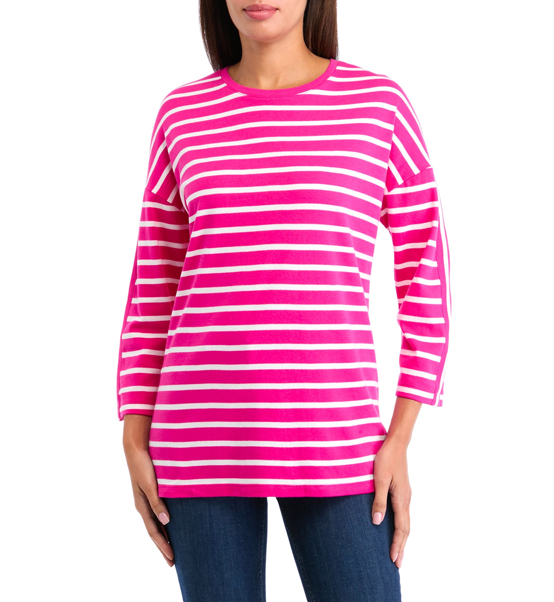 Womens Drop Shoulder Striped Tunic Top