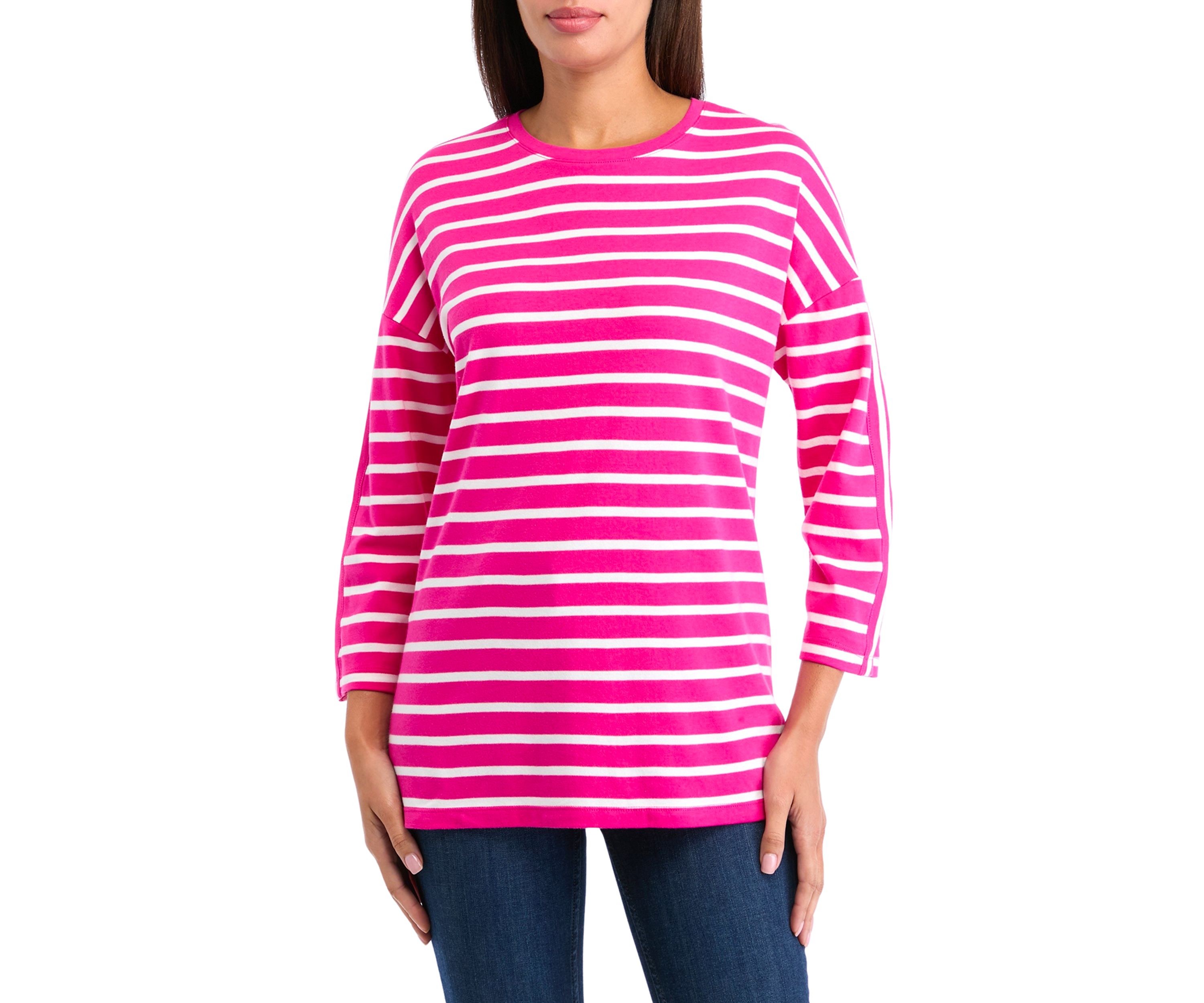Womens Drop Shoulder Striped Tunic Top