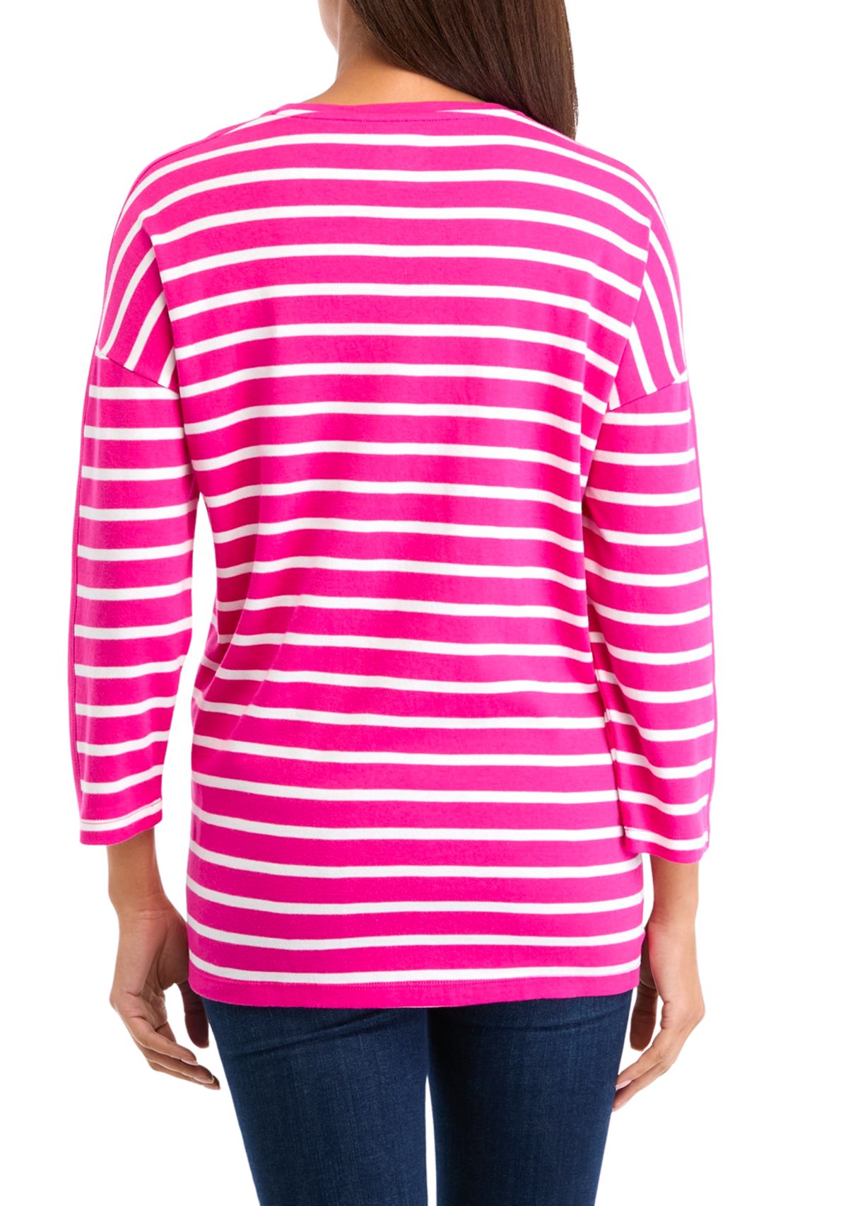 Womens Drop Shoulder Striped Tunic Top