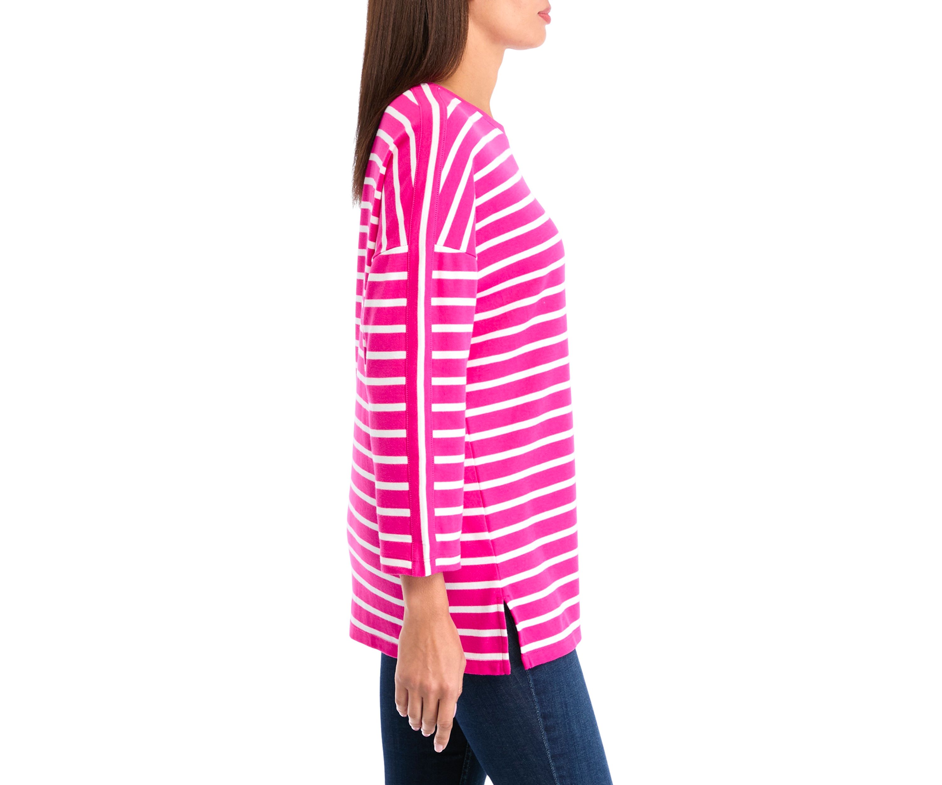 Womens Drop Shoulder Striped Tunic Top