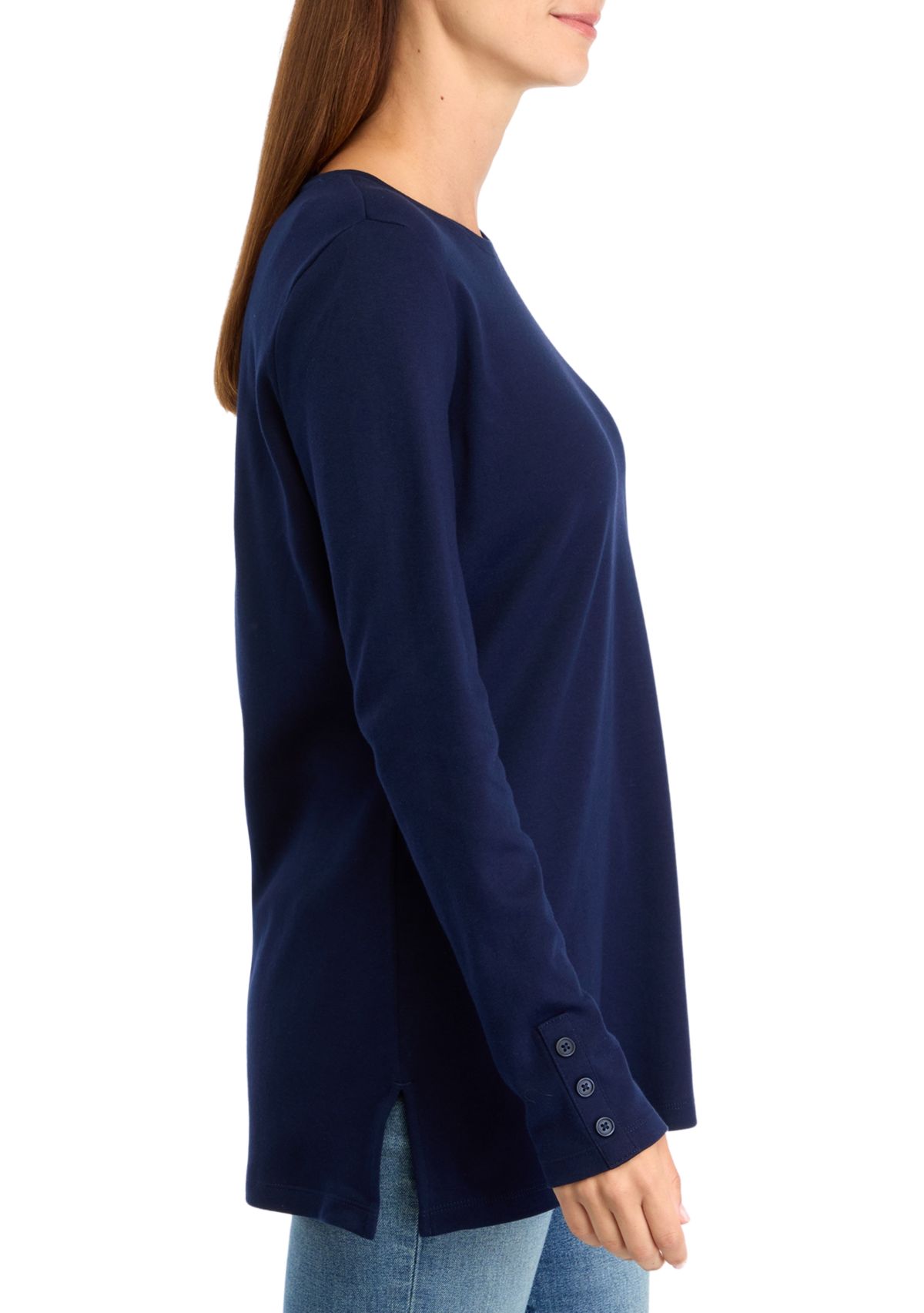 Womens Long Sleeve Cotton Tunic Shirt 