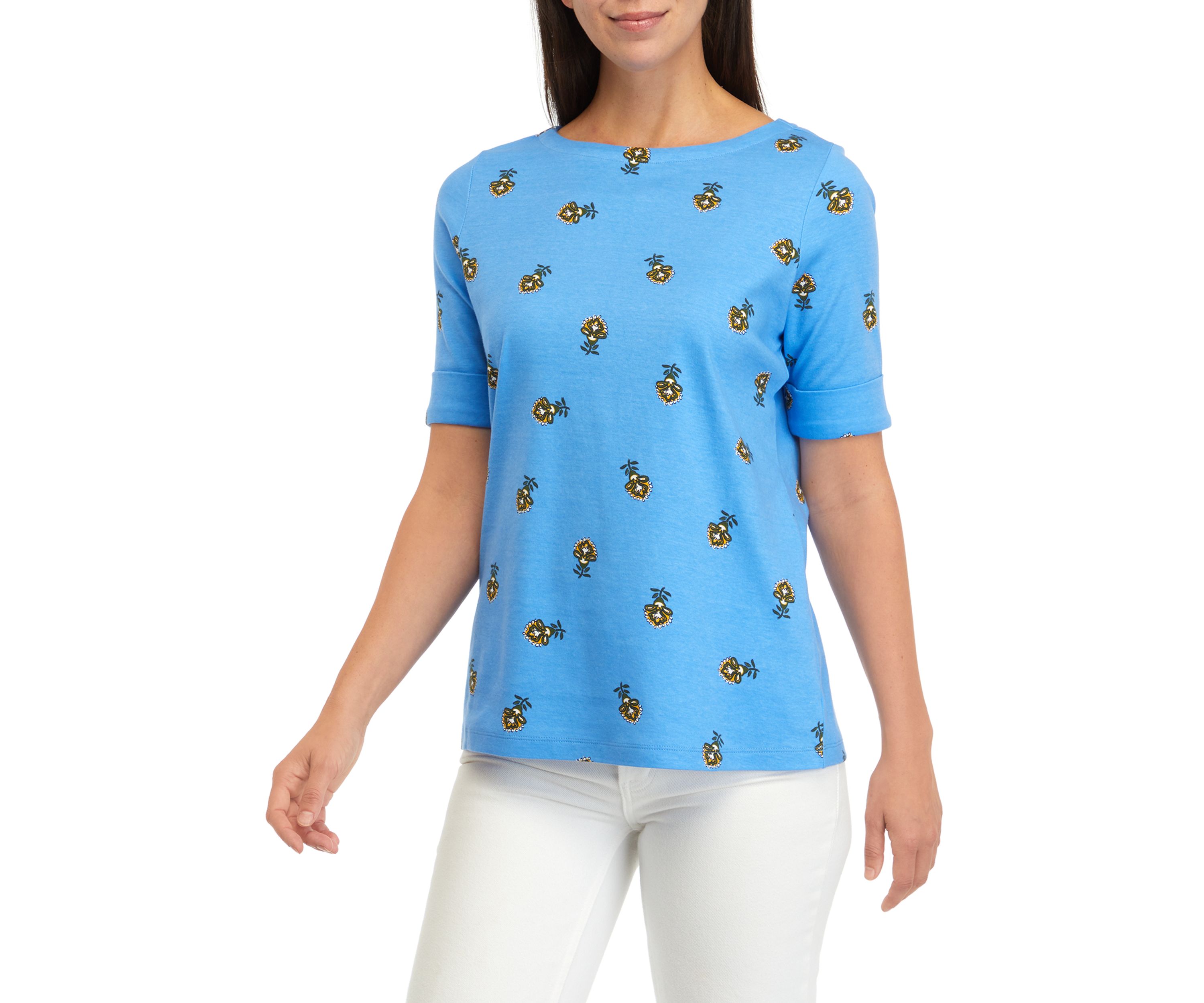 Womens Printed Boat Neck Top