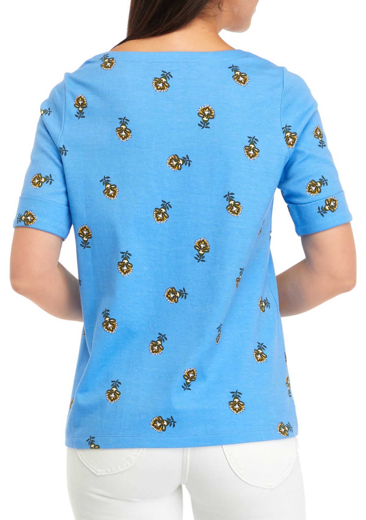 Womens Printed Boat Neck Top