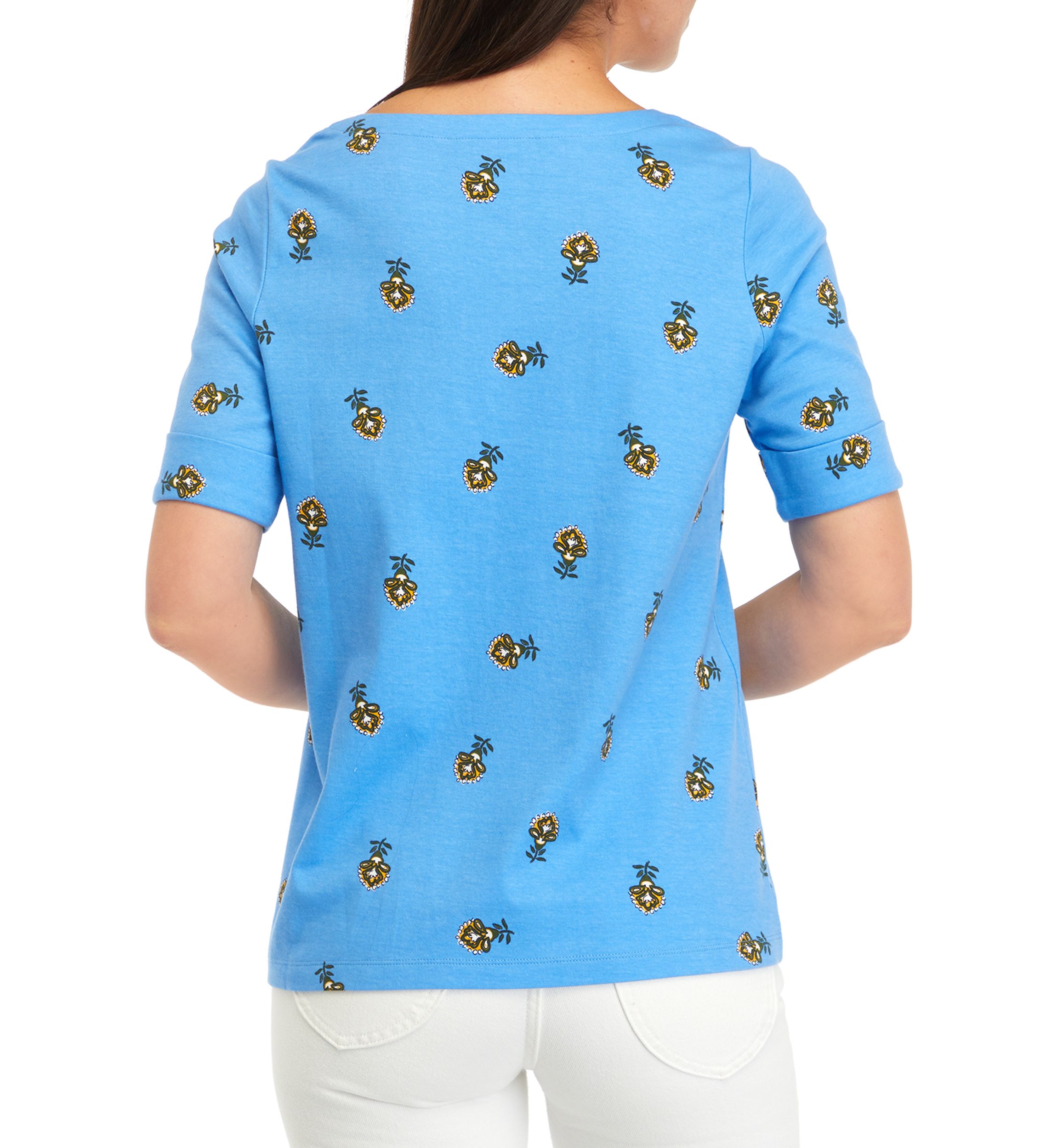 Womens Printed Boat Neck Top